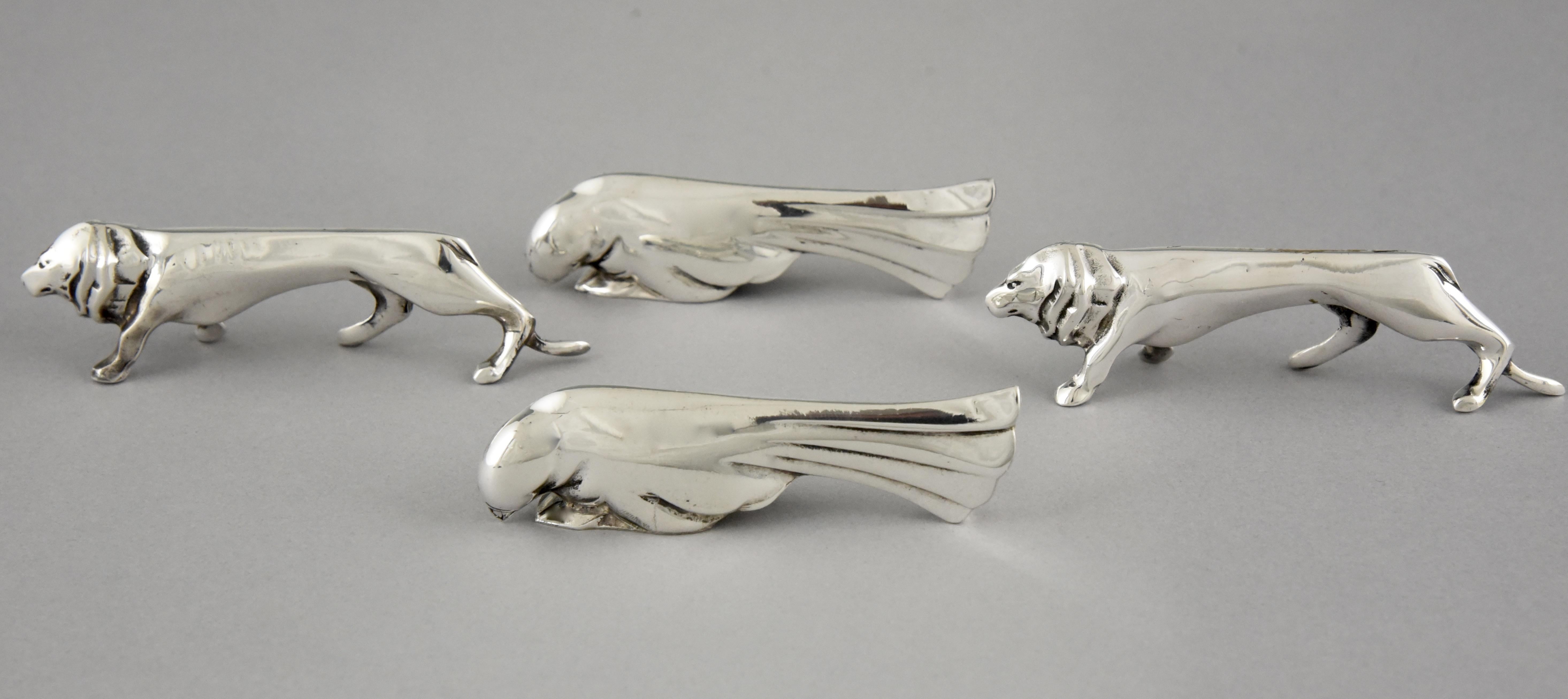 Mid-20th Century Art Deco Set of 12 Animal Knife Rests in Case Sandoz for Gallia Christofle, 1930