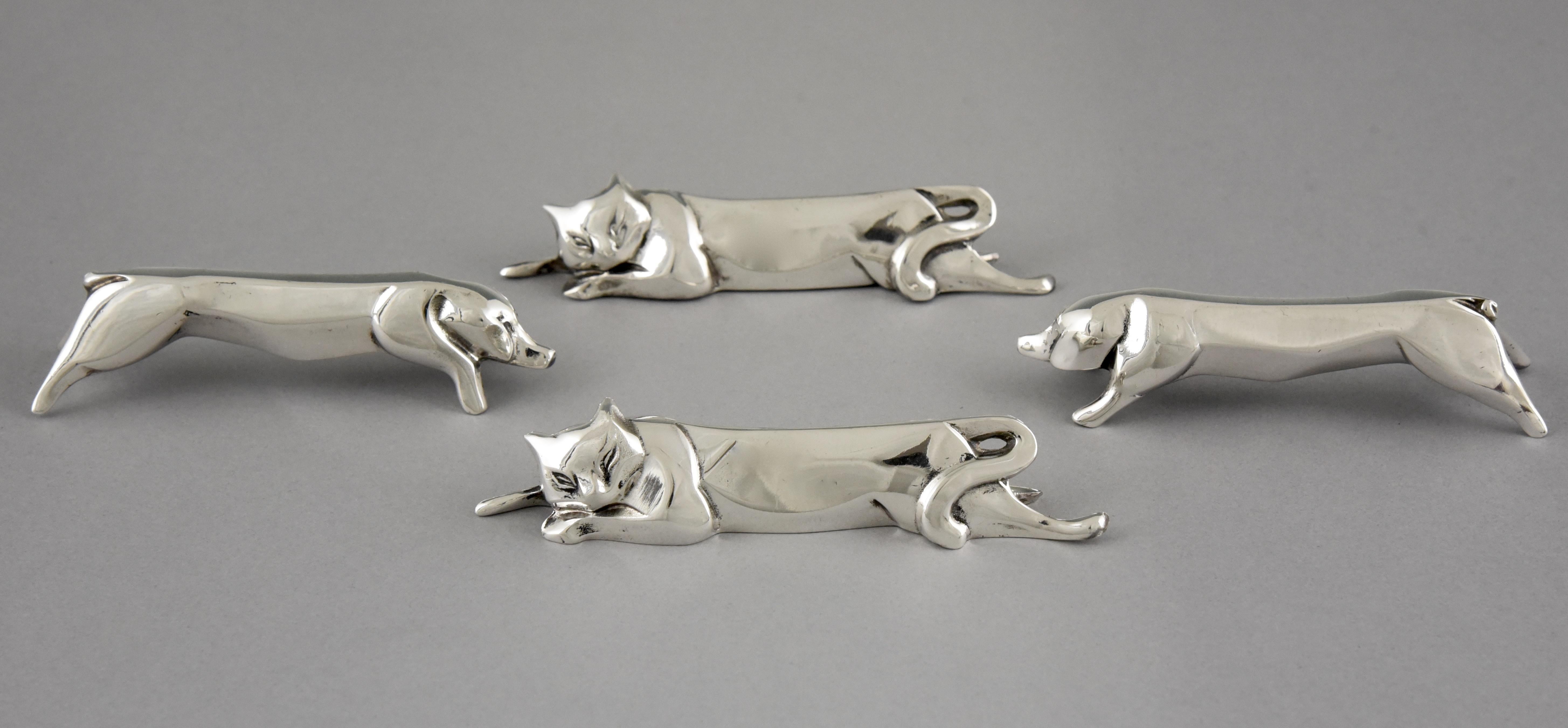 Art Deco Set of 12 Animal Knife Rests in Case Sandoz for Gallia Christofle, 1930 1