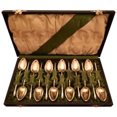 Art Deco Set of 12 Silver Mocha Spoons German