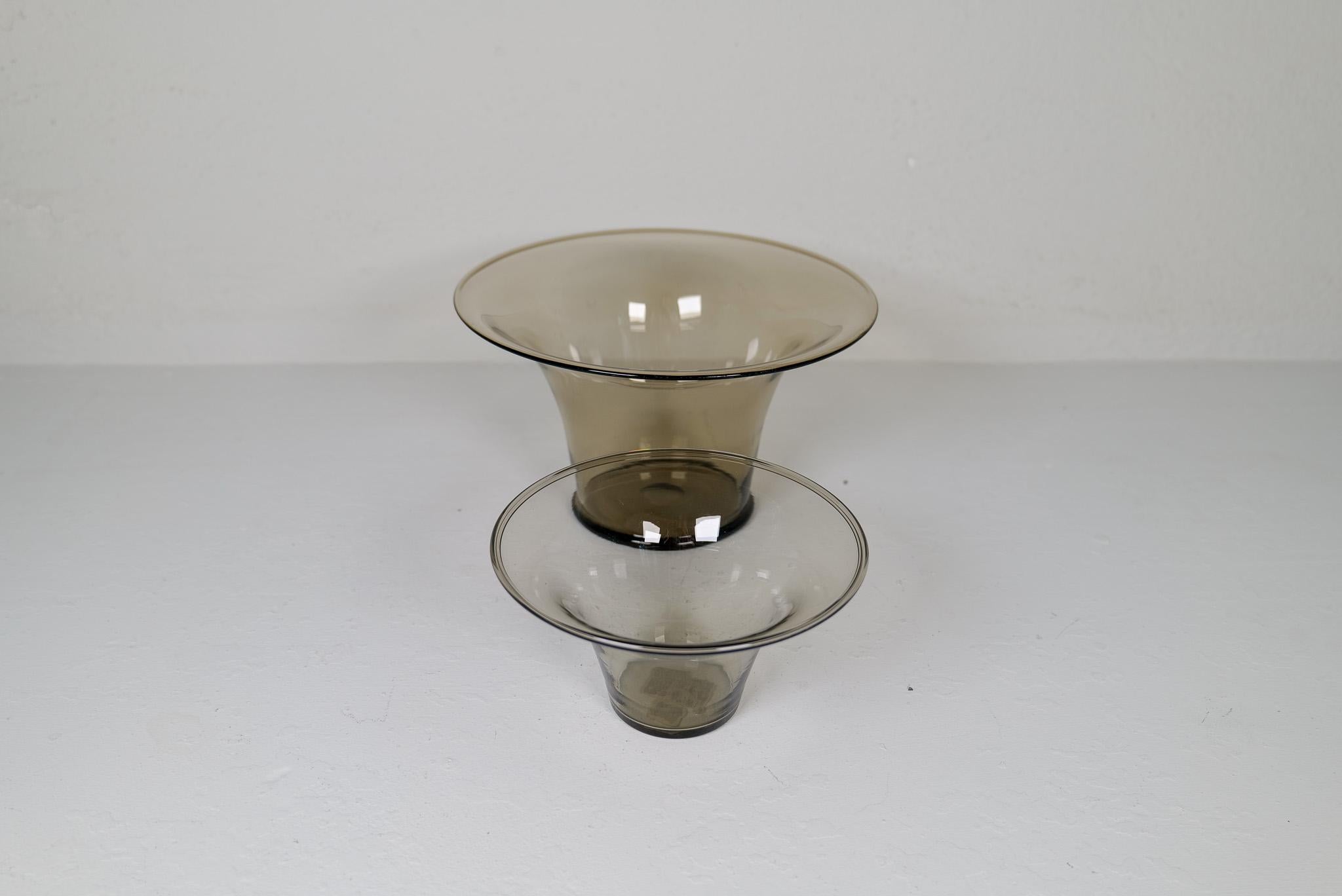  Art Deco Set of 2 Glass Bowls Simon Gate Orrefors, Sweden 1920s For Sale 1