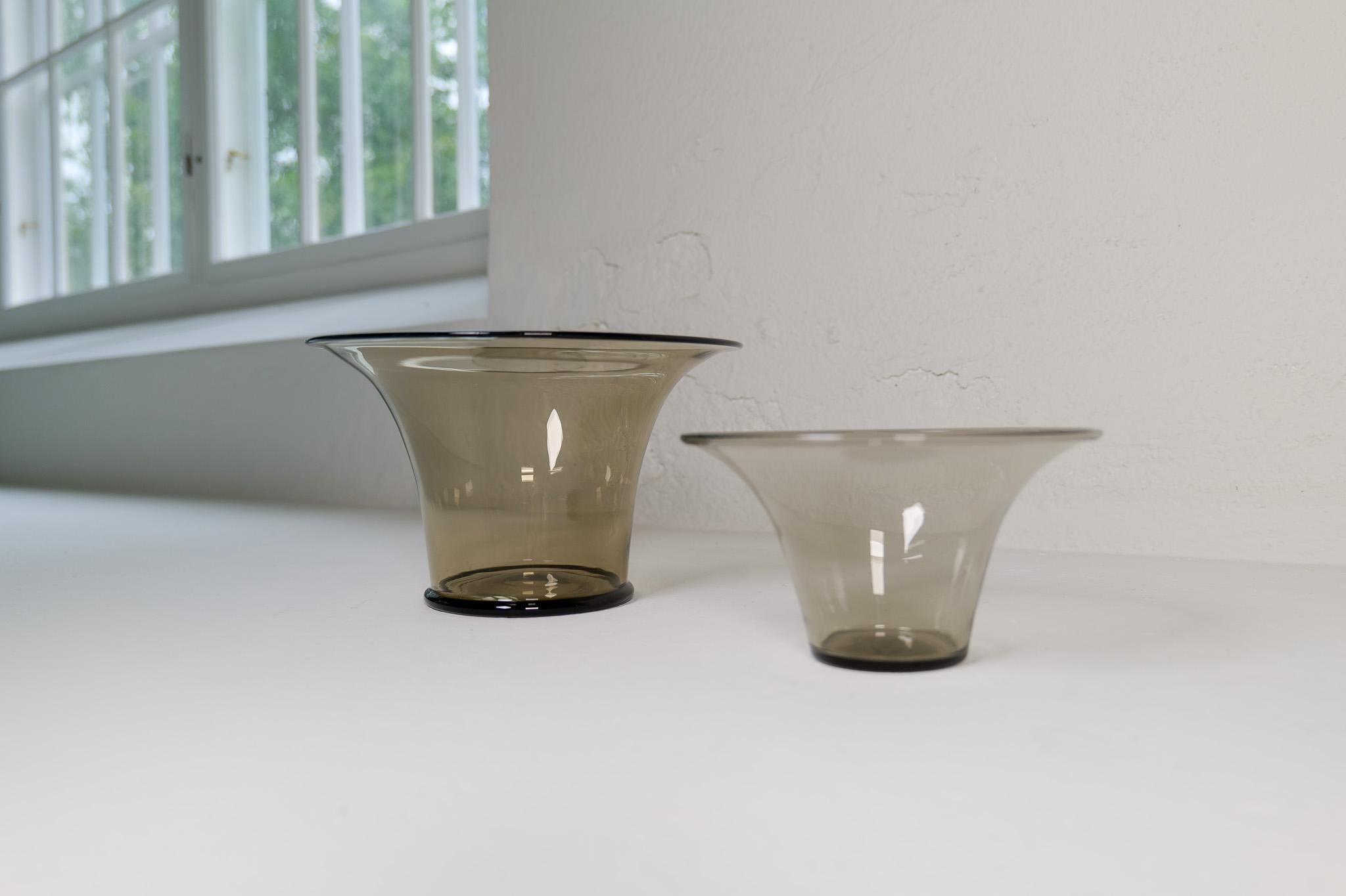  Art Deco Set of 2 Glass Bowls Simon Gate Orrefors, Sweden 1920s For Sale 2