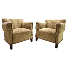 Art Deco set of 2 jacquard velvet lounge chairs, 1930