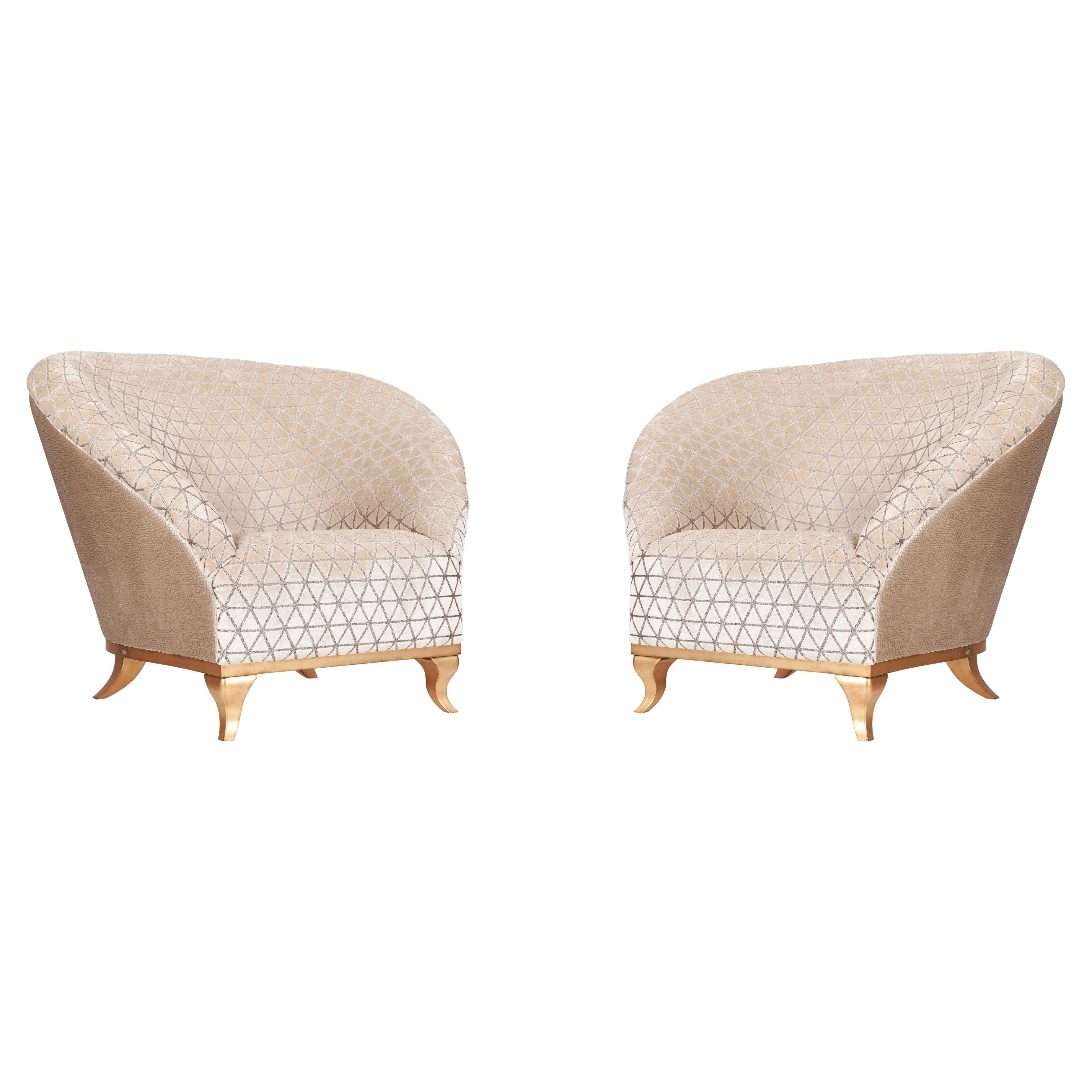 Art Deco Set of 2 Windsor Single Seat Sofas in the Style of 1930's, Greenapple For Sale