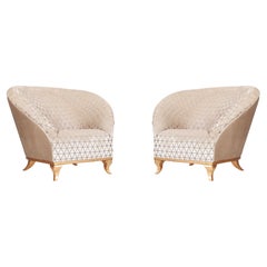Art Deco Set of 2 Windsor Single Seat Sofas in the Style of 1930's, Greenapple