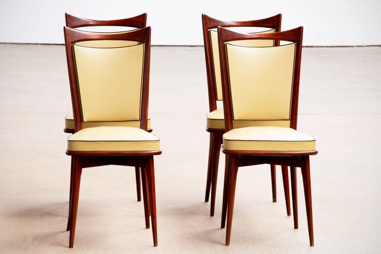 Mid-20th Century Art Deco Set of 4 Chairs, France, 1940 For Sale