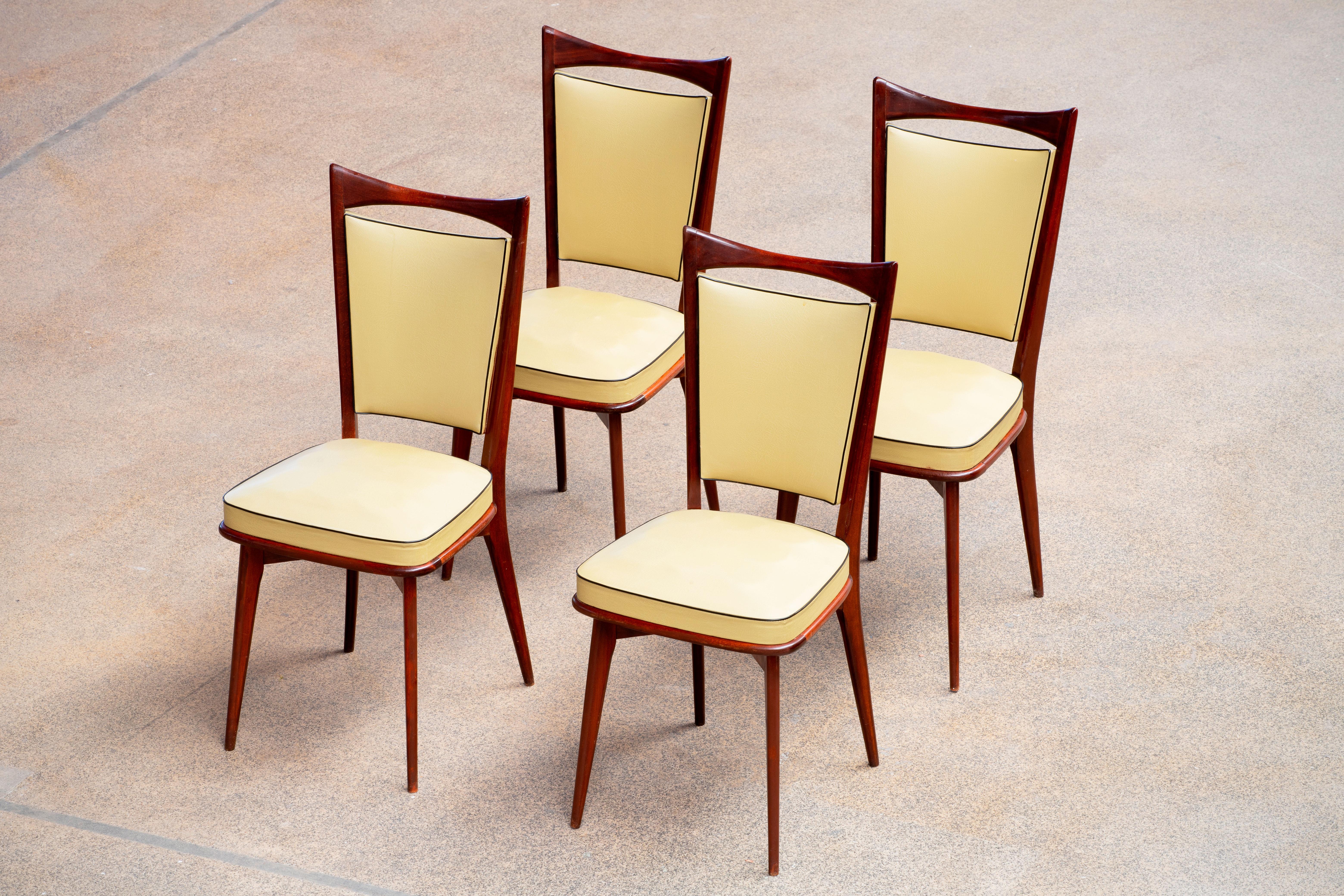 Art Deco Set of 4 Chairs, France, 1940