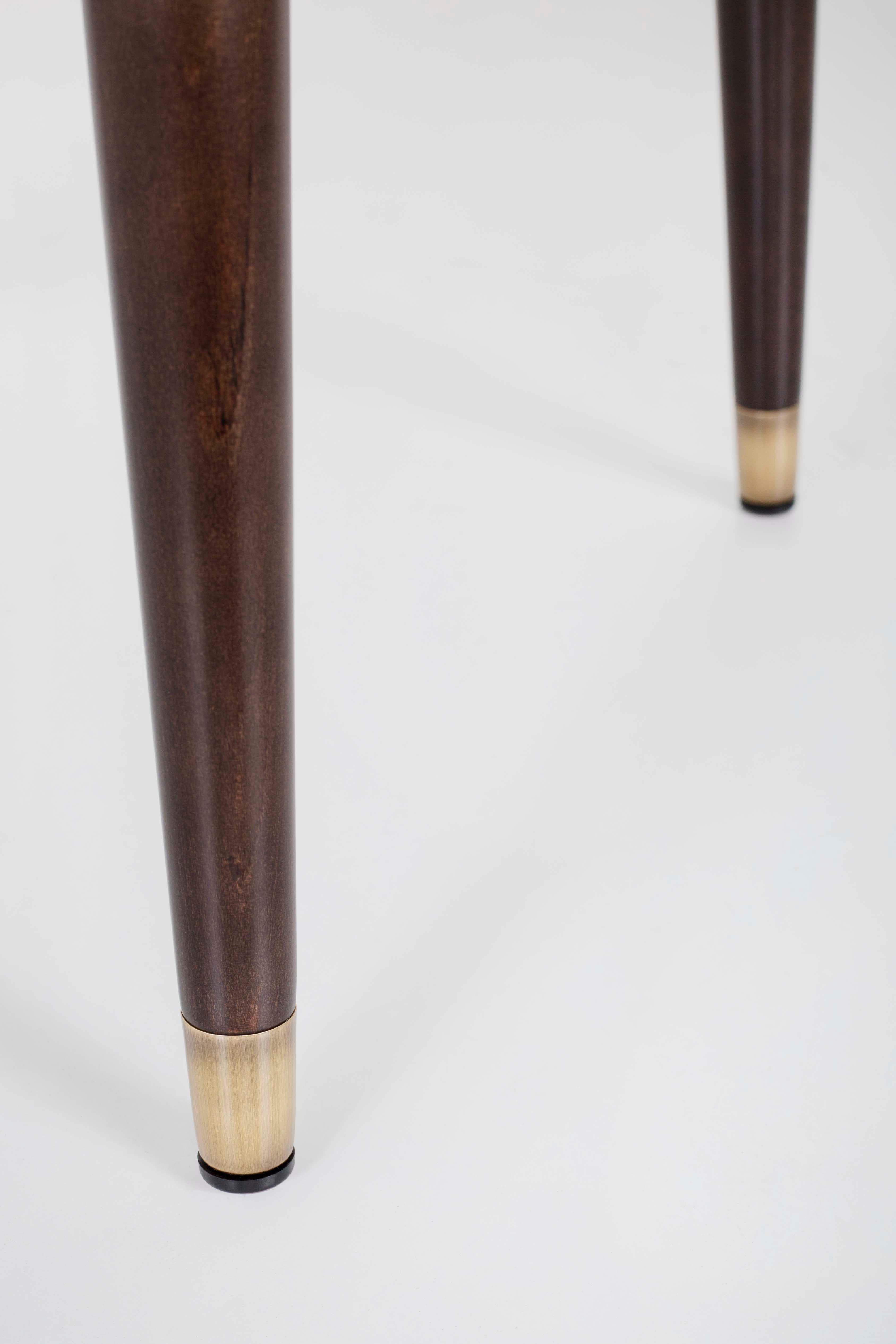 Art Deco Set of 4 De Castro Dining Chairs, Brass, Oak Cotton, Brass, Greenapple For Sale 6