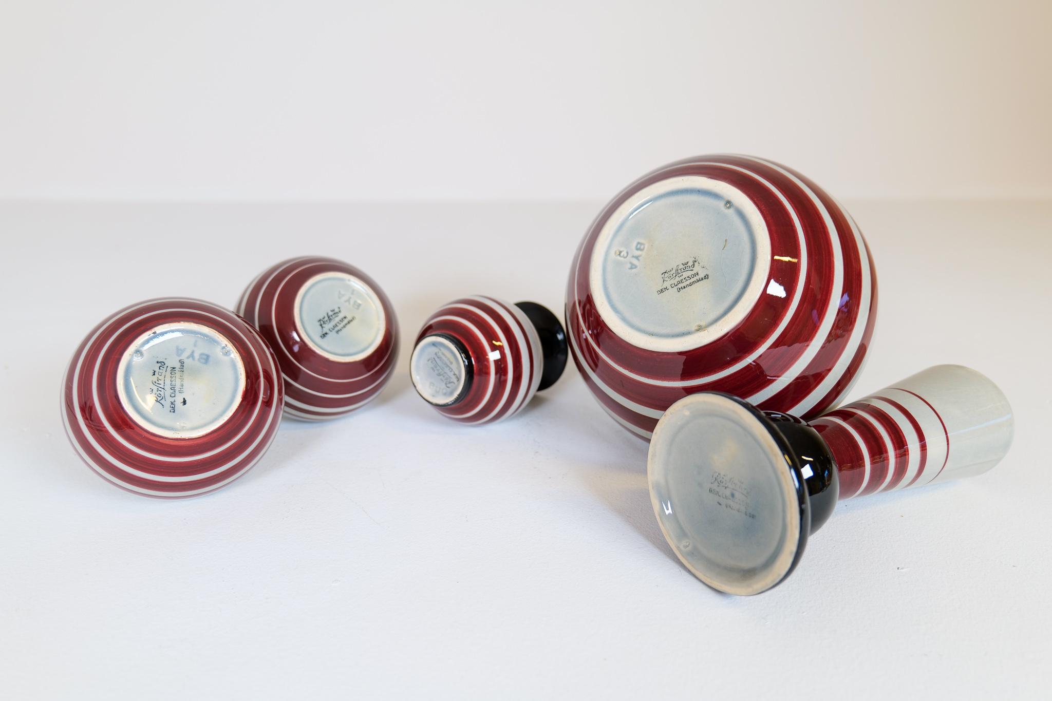 Art Deco Set of 5 Decorative Ceramic Pieces Rörstrand Sweden 1940s 6