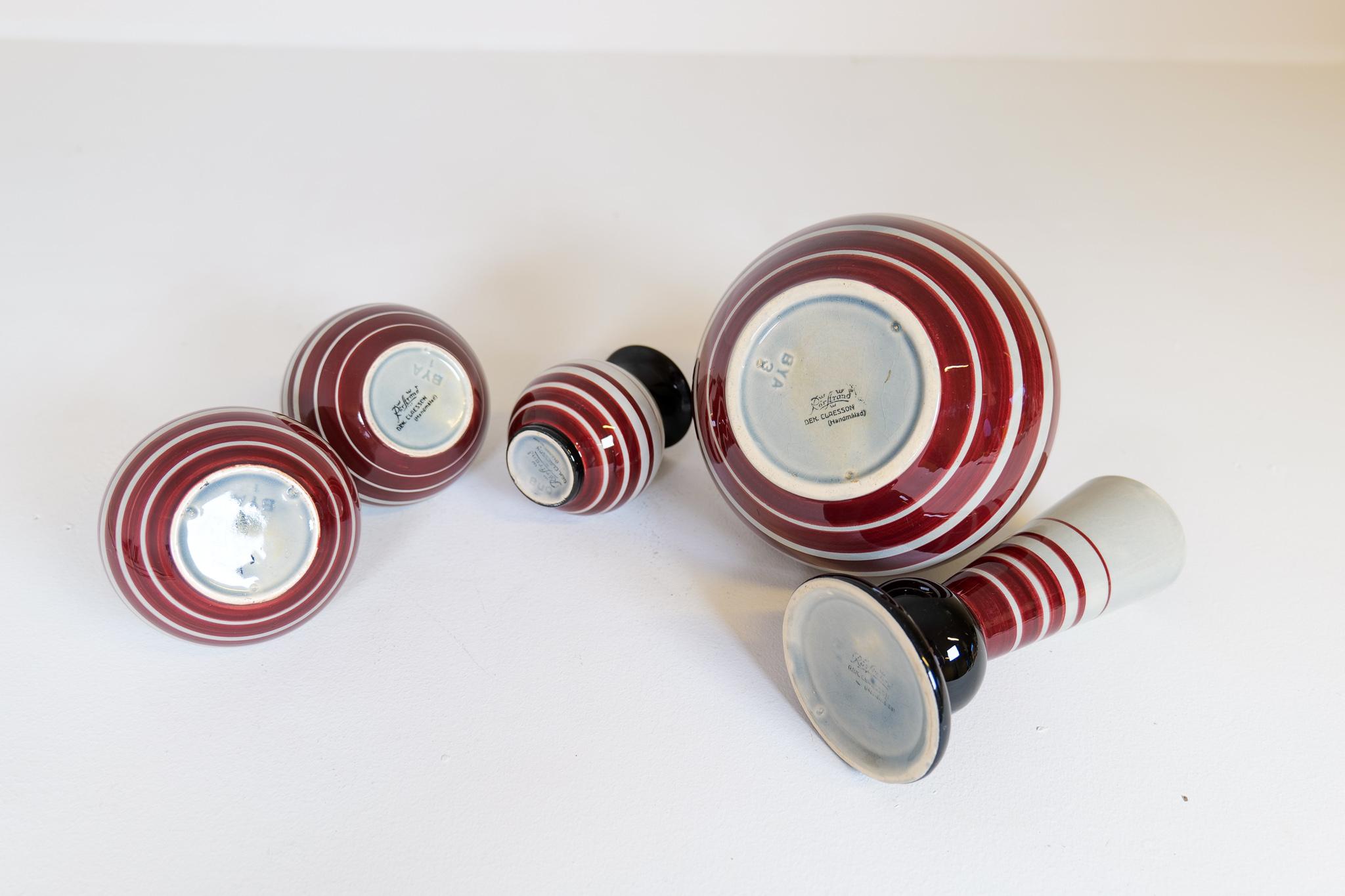 Art Deco Set of 5 Decorative Ceramic Pieces Rörstrand Sweden 1940s For Sale 7