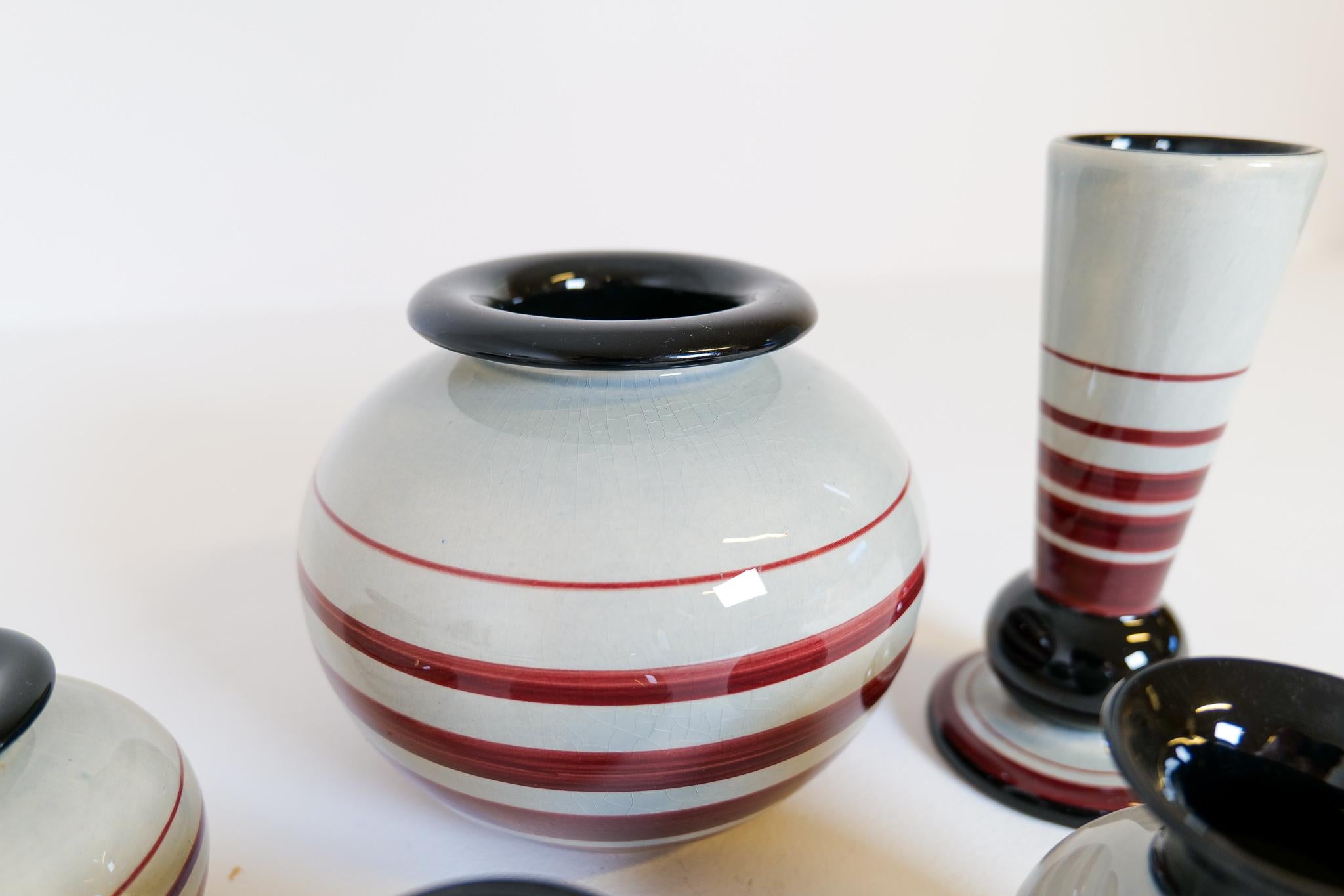 Art Deco Set of 5 Decorative Ceramic Pieces Rörstrand Sweden 1940s For Sale 4