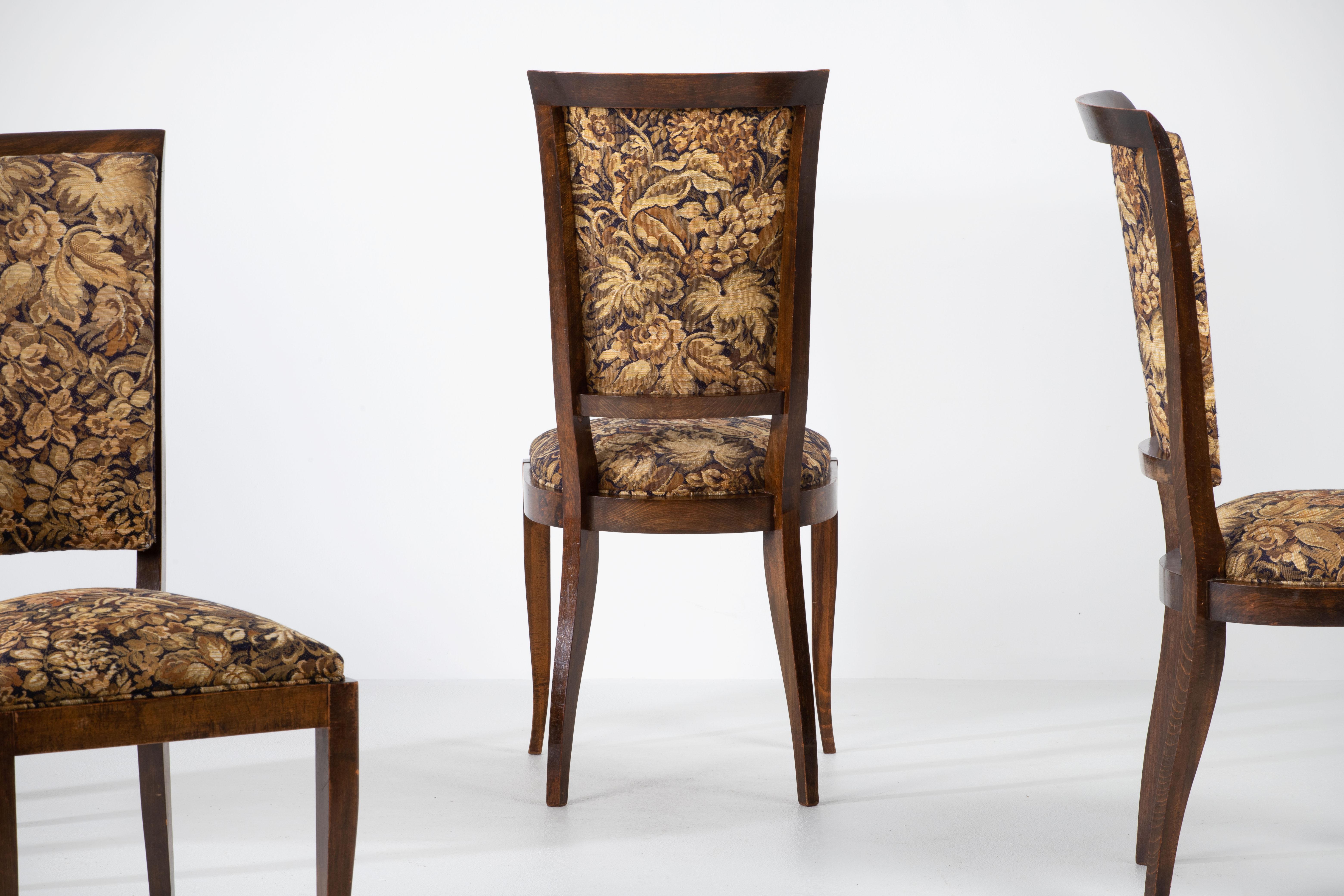 Milieu du XXe siècle Ensemble Art Déco de 4 chaises, Charles Dudouyt, France, 1940 en vente