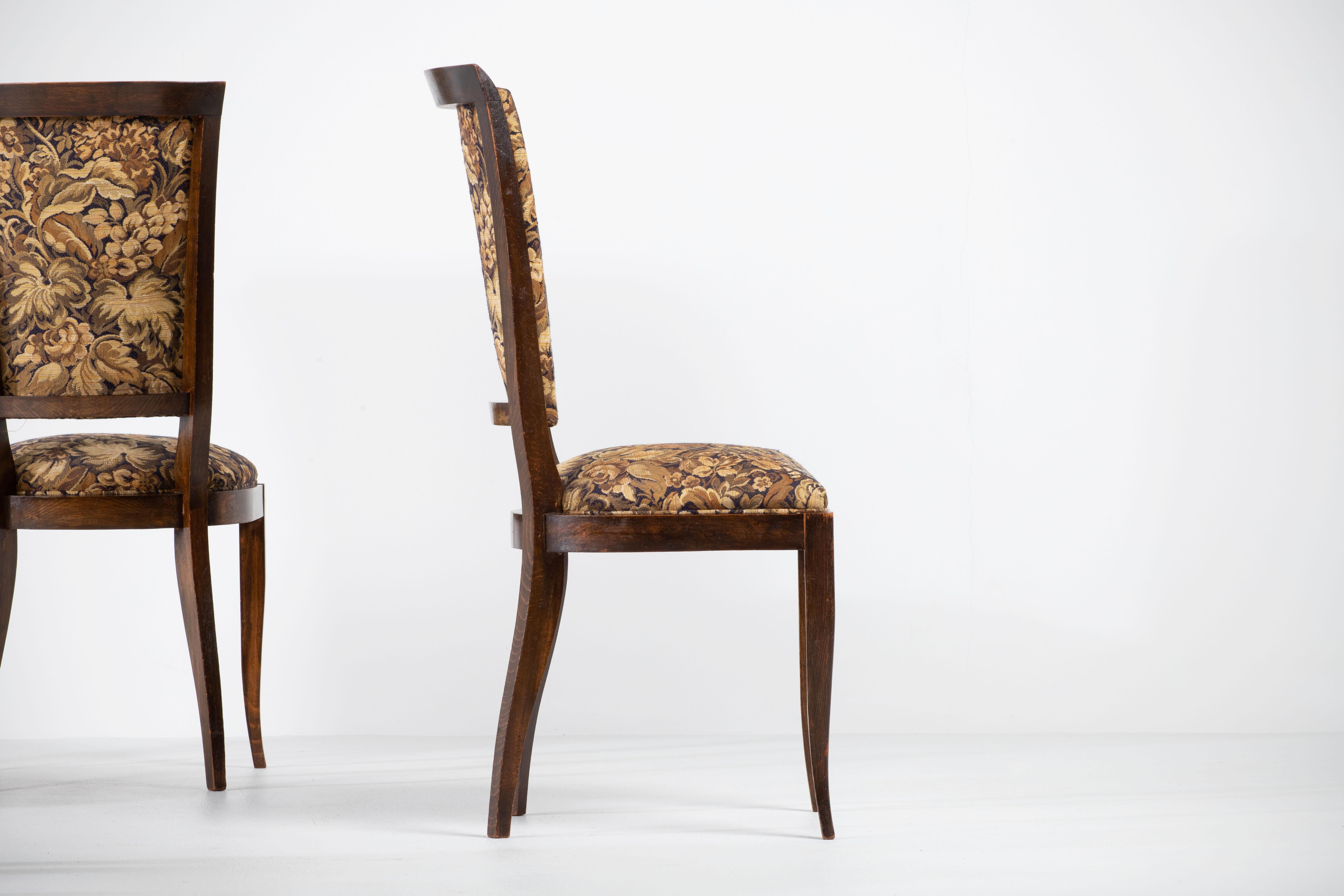 Laiton Ensemble Art Déco de 4 chaises, Charles Dudouyt, France, 1940 en vente