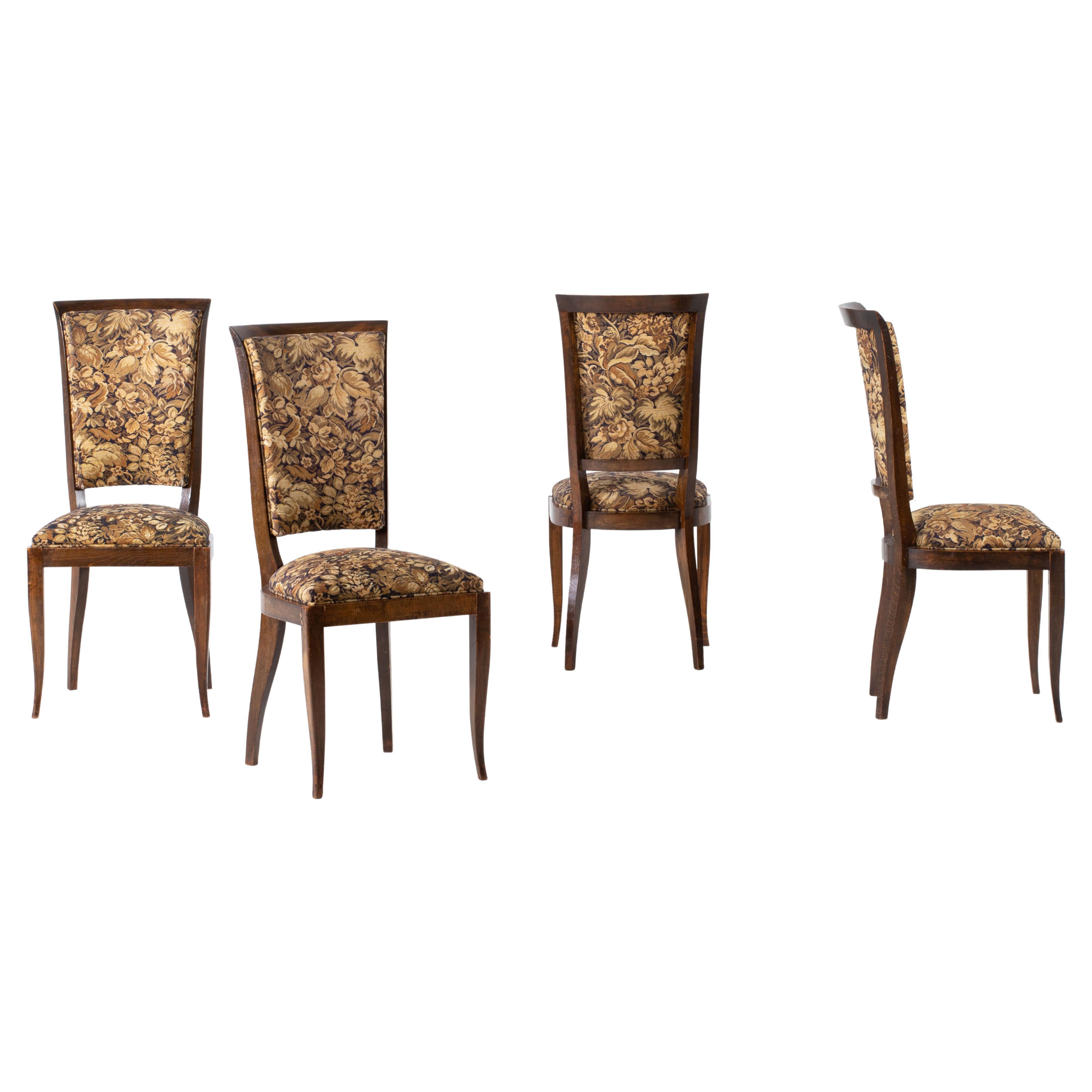 Art Deco Set of 4 Chairs, Charles Dudouyt, France, 1940 For Sale