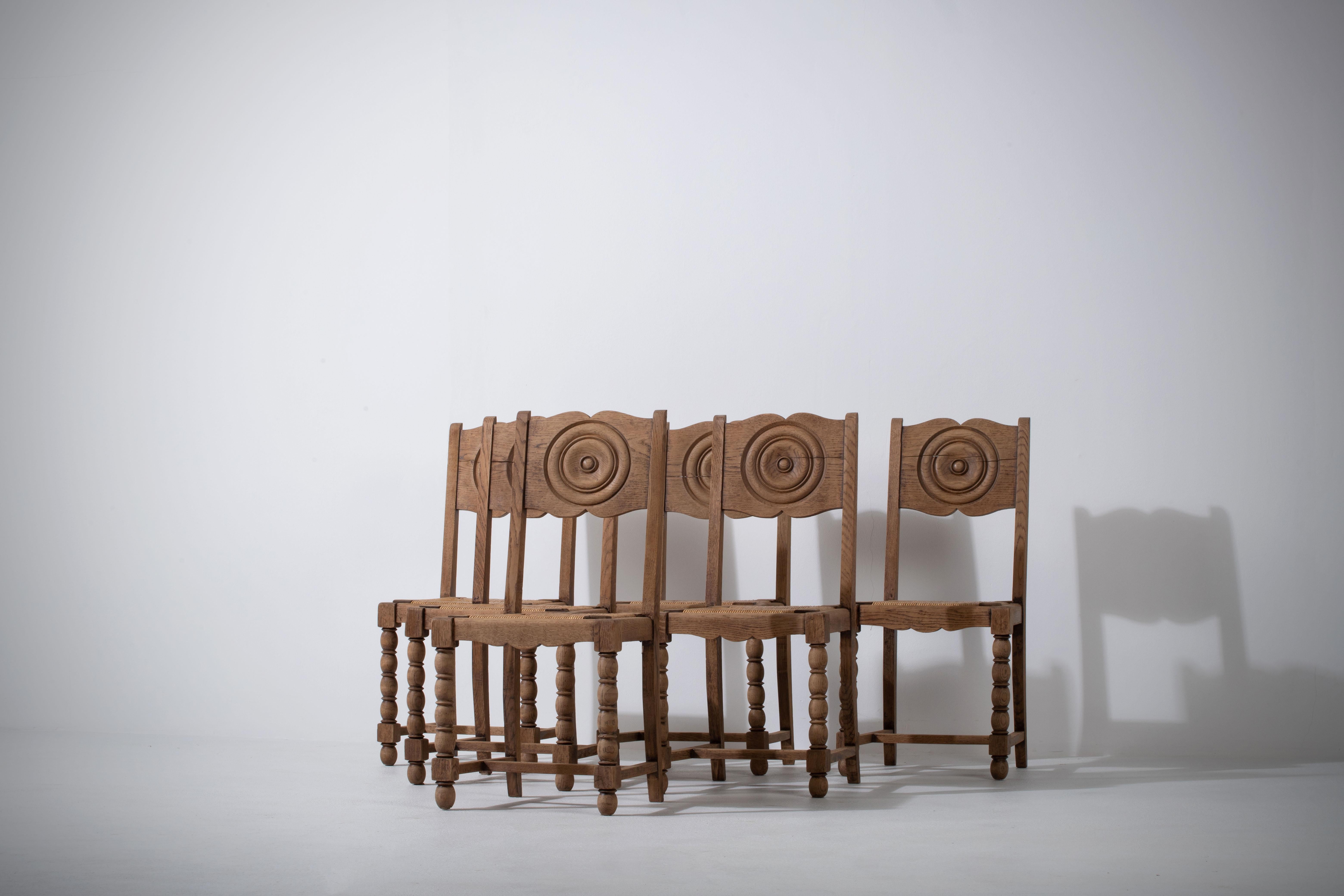 Art Deco Set of 6 Chairs, Dudouyt Insp, France, 1940 For Sale 7