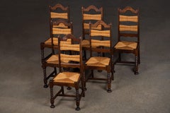 Ensemble de 6 chaises Art Dco, Dudouyt Insp, France, 1940