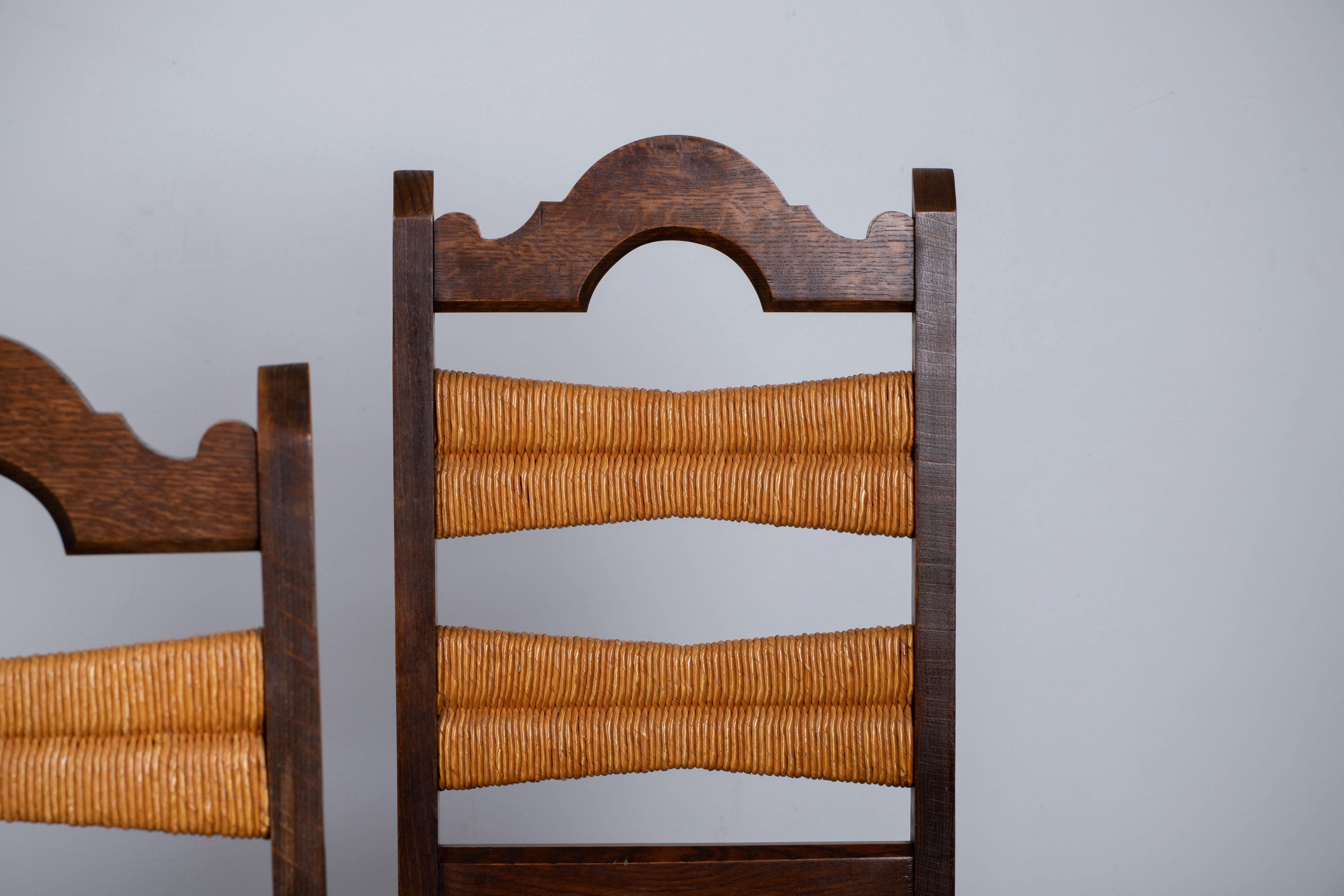 Art Deco Set of 6 Chairs, Dudouyt Insp, France, 1940 For Sale 2
