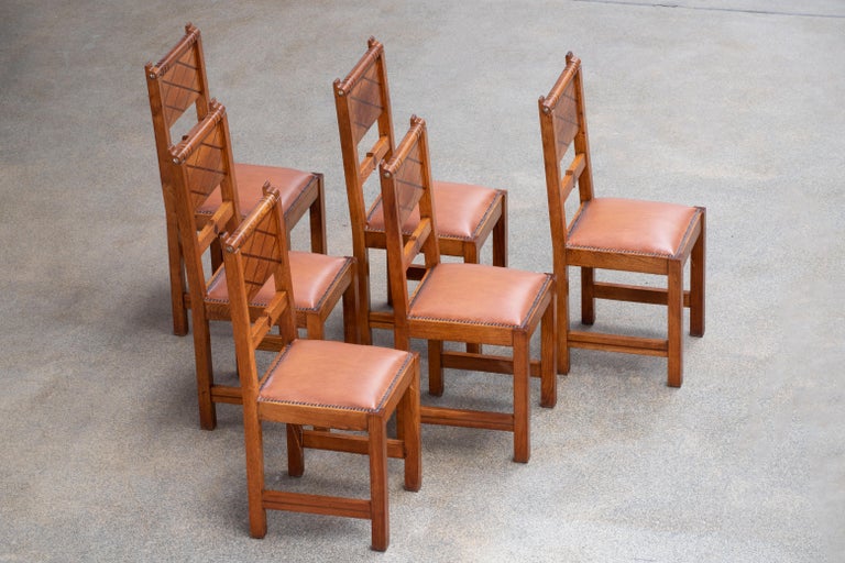 Art Deco Set of 6 Chairs, France, 1930 For Sale 8