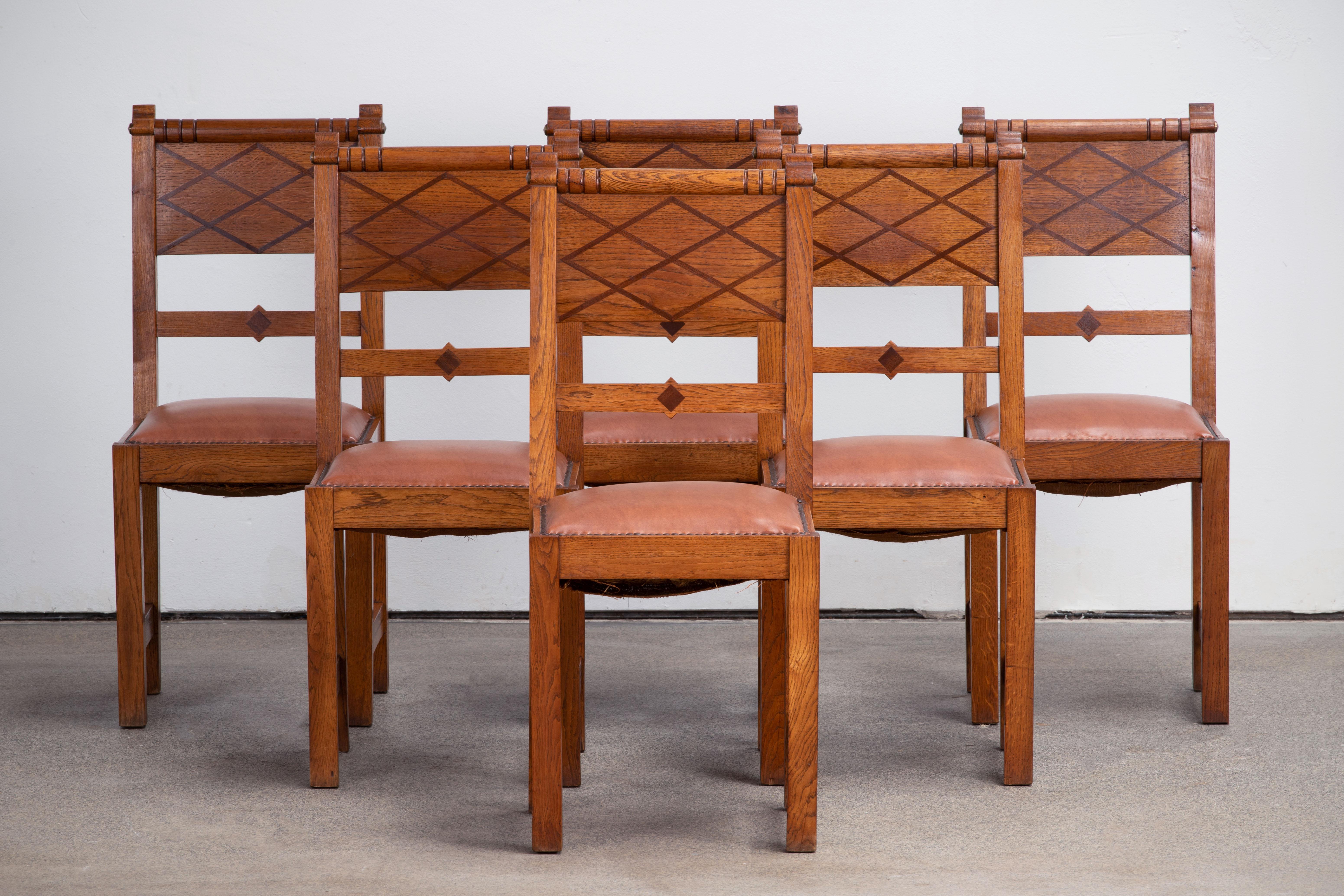 Set aus 6 Stühlen im Art-déco-Stil, Frankreich, 1930 im Angebot 8