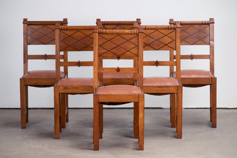 Art Deco Set of 6 Chairs, France, 1930 For Sale 9