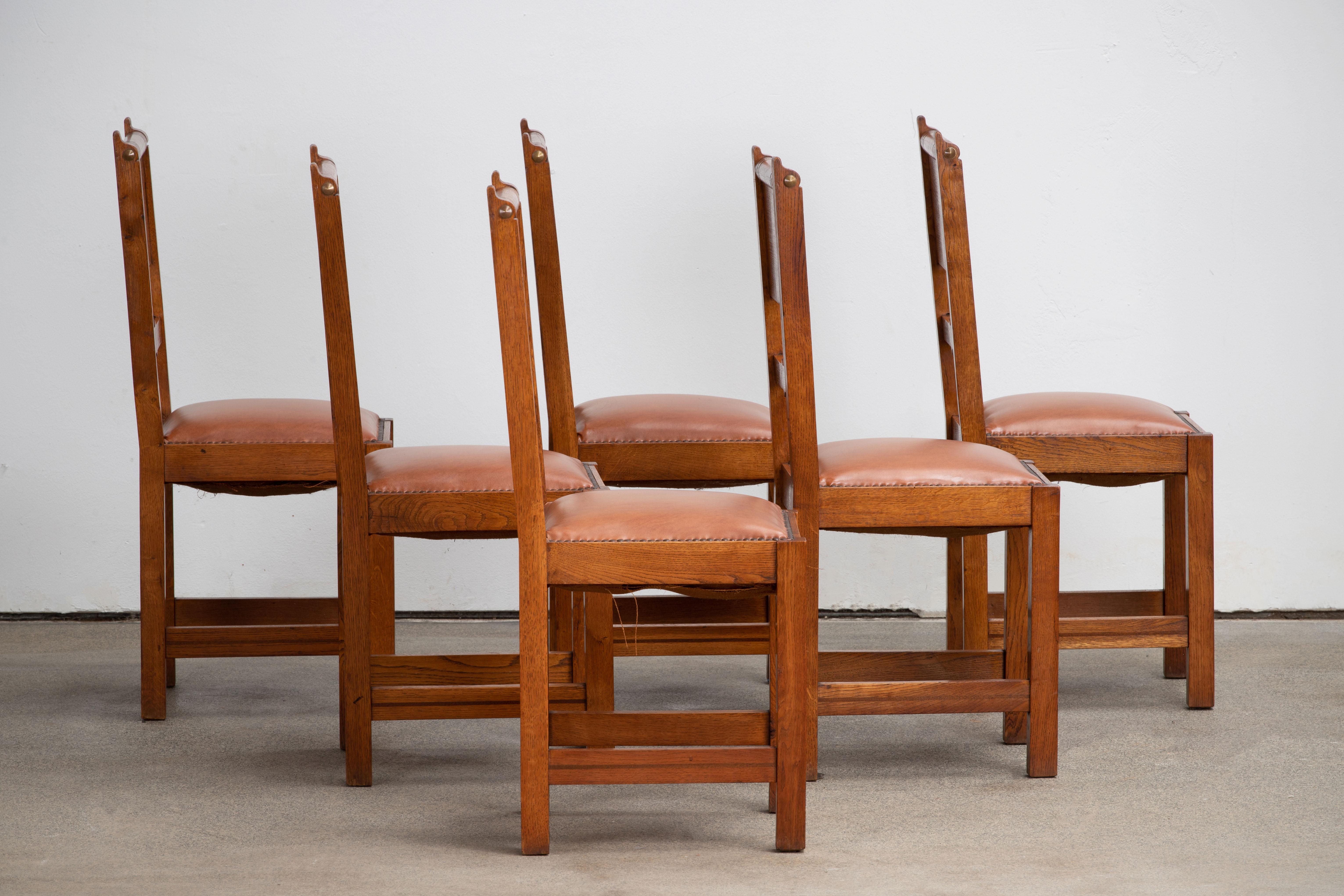 Set aus 6 Stühlen im Art-déco-Stil, Frankreich, 1930 (Art déco) im Angebot