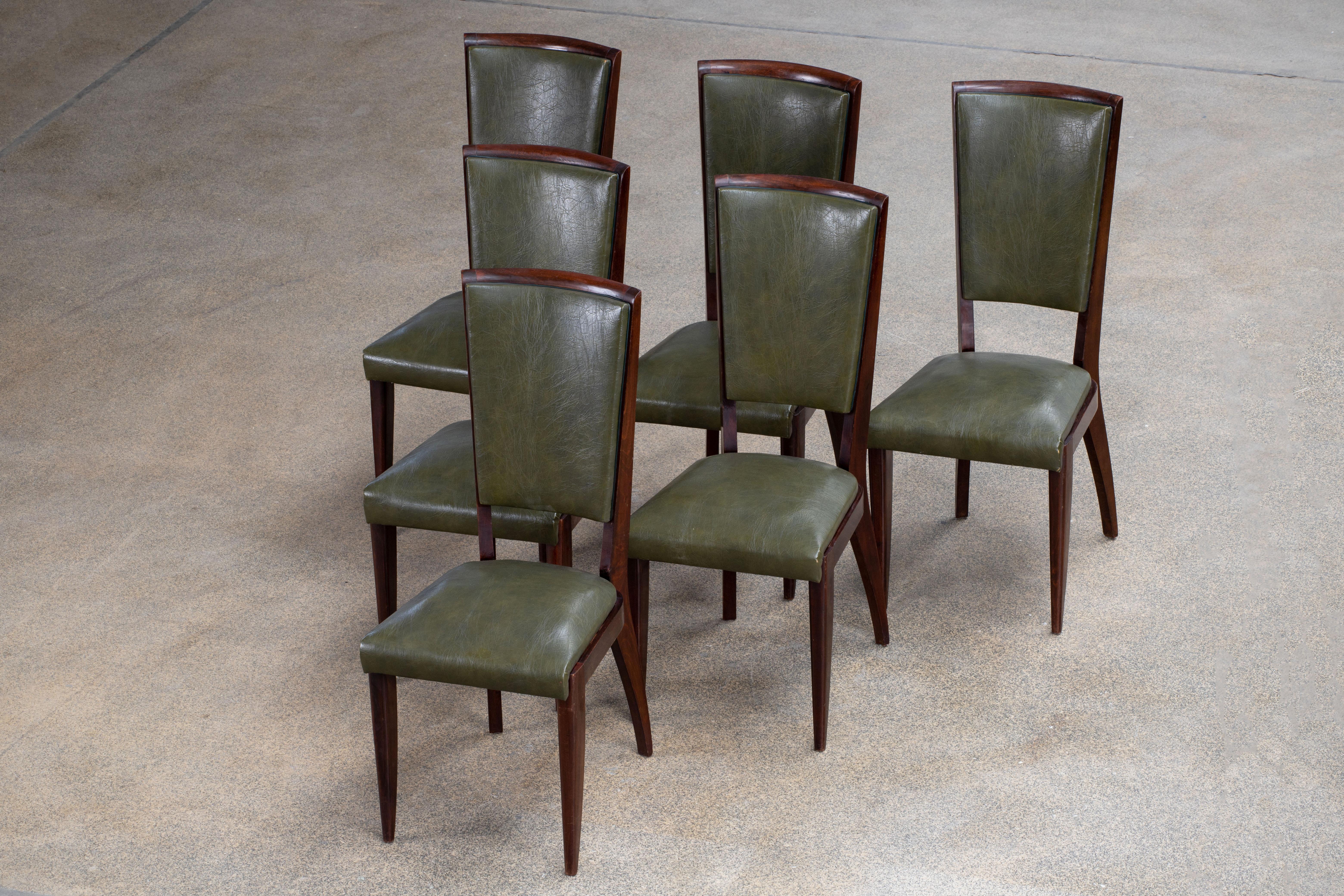 Ensemble de 6 chaises Art déco, France, 1940 en vente 4