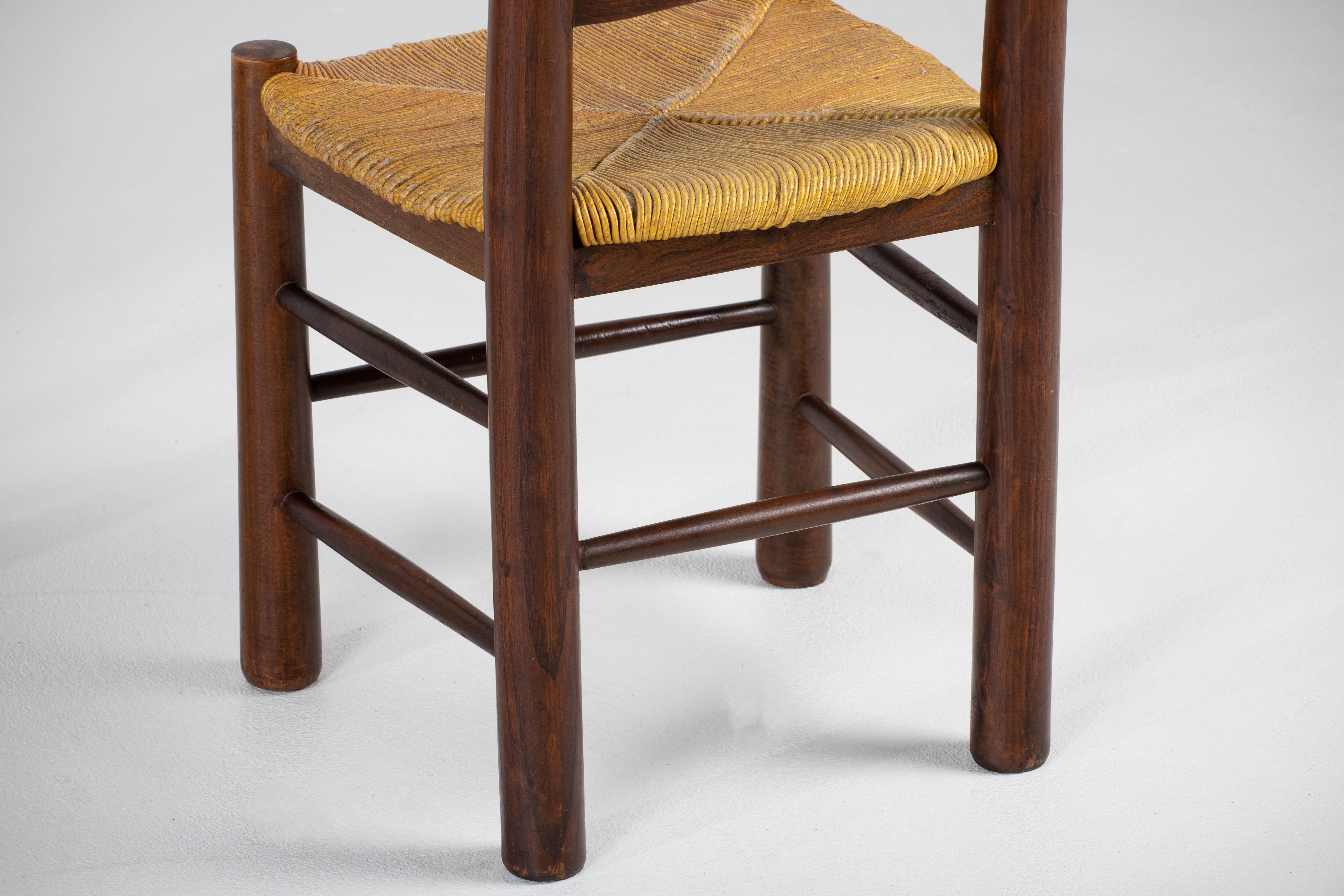 Mid-Century Set of 6 Chairs in style of Perriand, France, 1940 For Sale 3