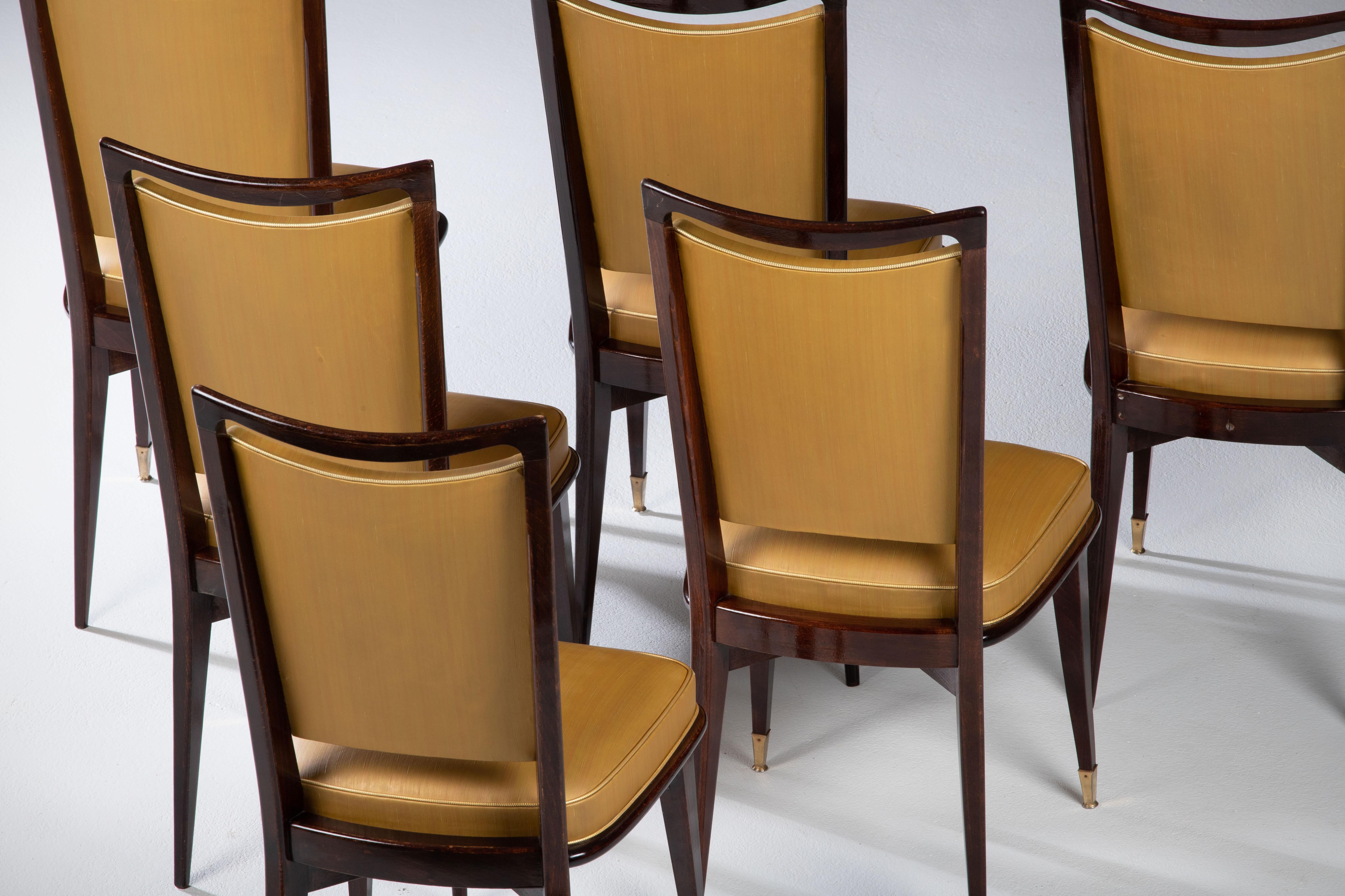 Art-déco-Set aus 6 Stühlen, Frankreich, 1940 im Angebot 3