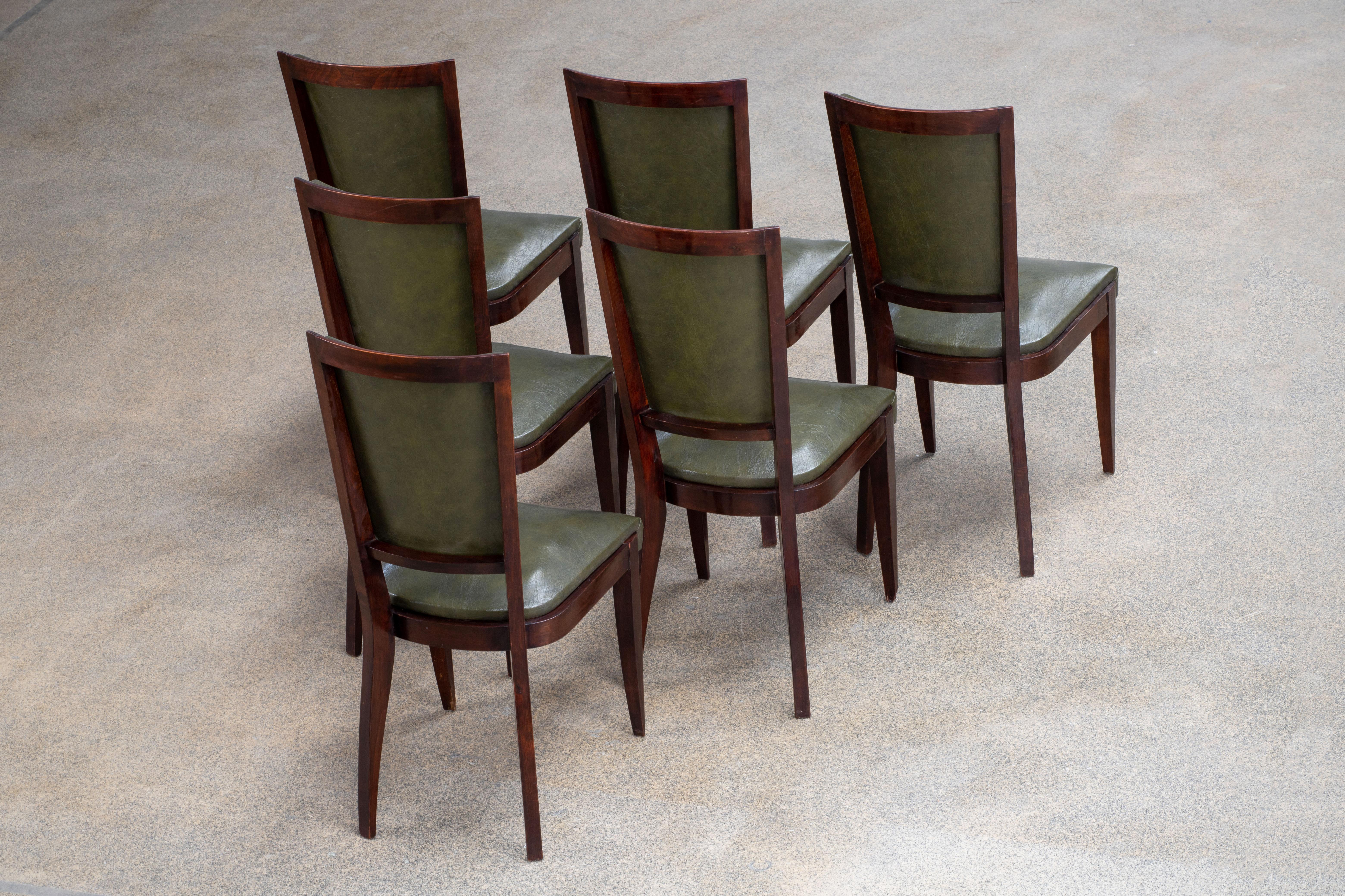Ensemble de 6 chaises Art déco, France, 1940 en vente 5