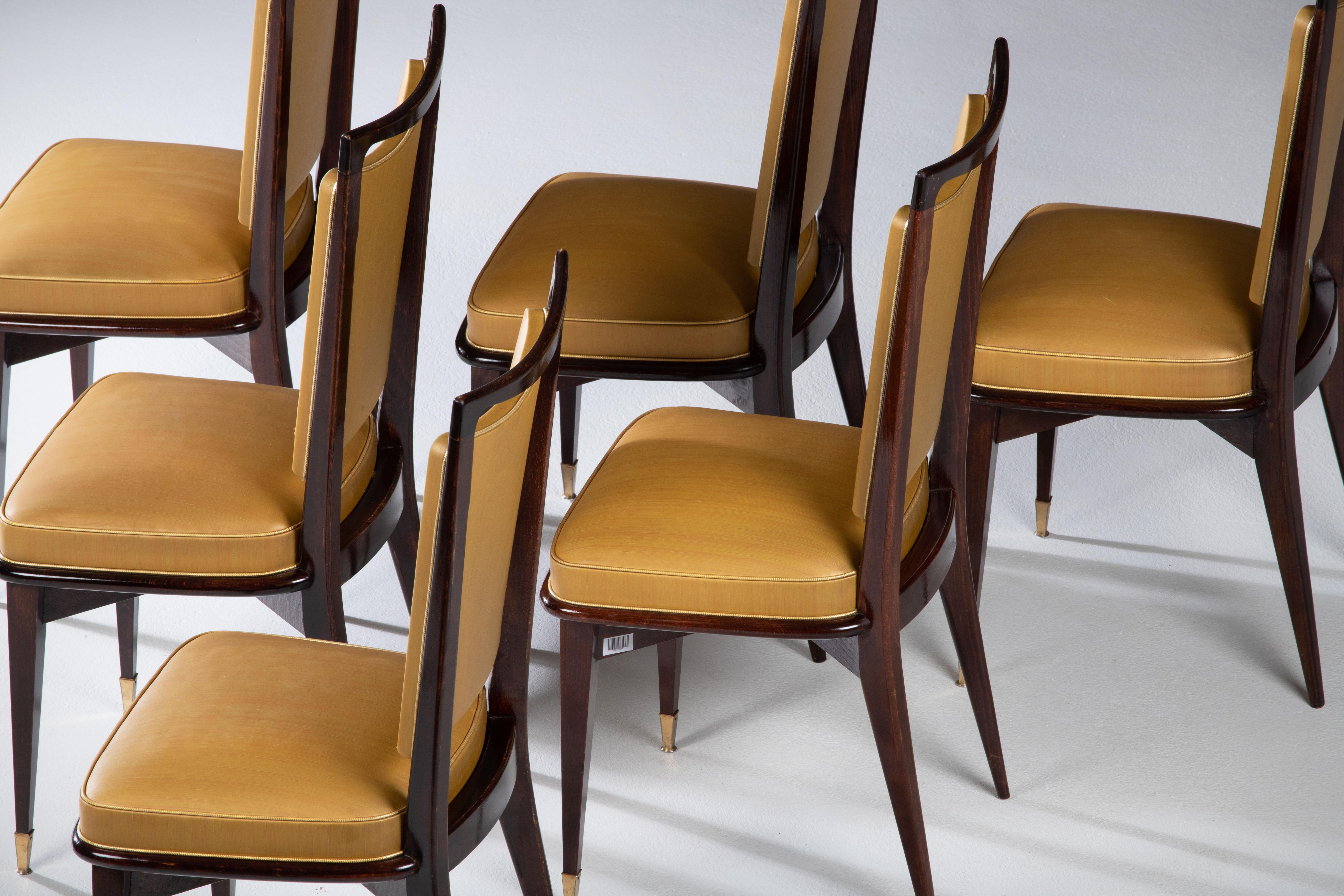 Art-déco-Set aus 6 Stühlen, Frankreich, 1940 im Angebot 4