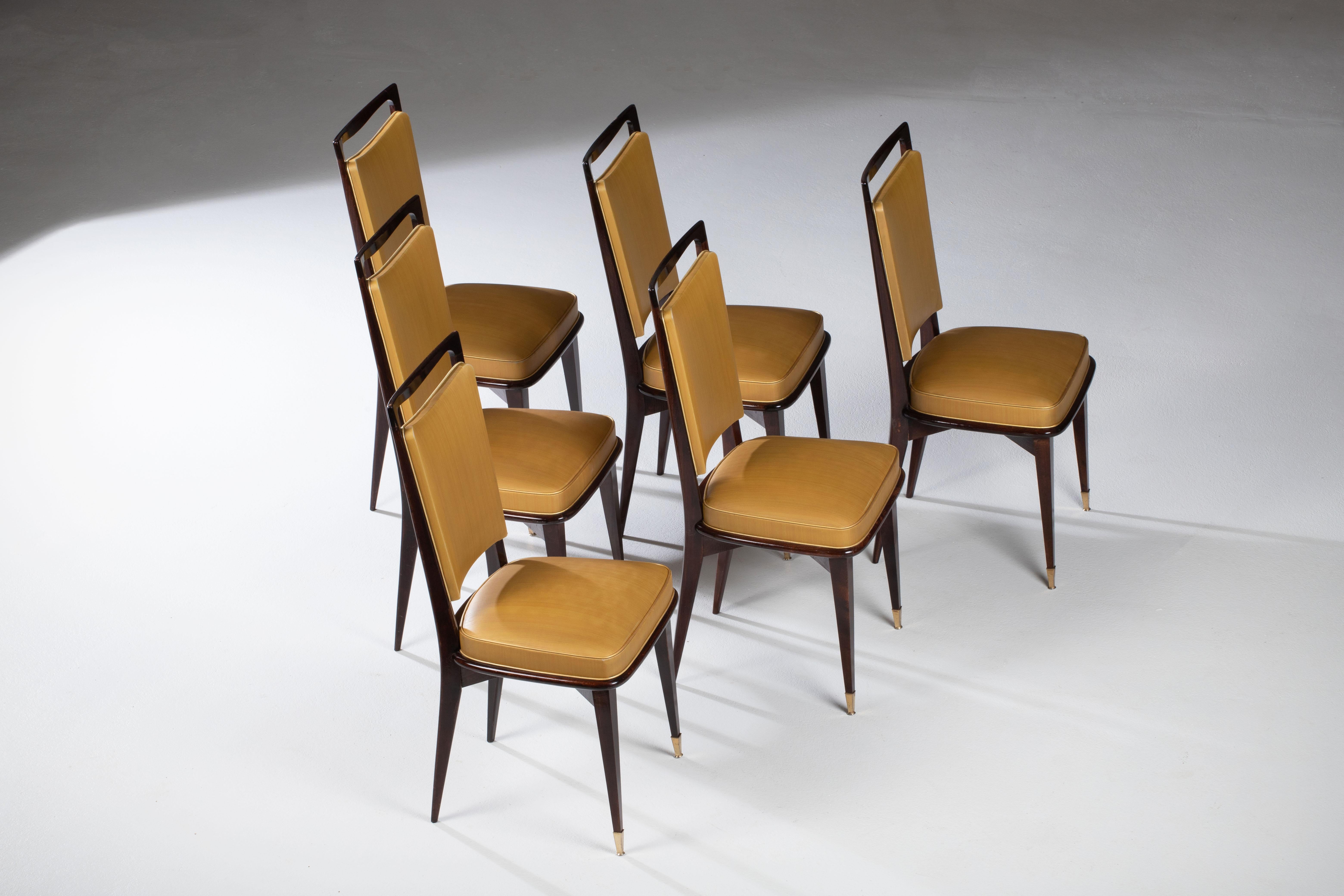 Art Deco Set of 6 Chairs, France, 1940 For Sale 7