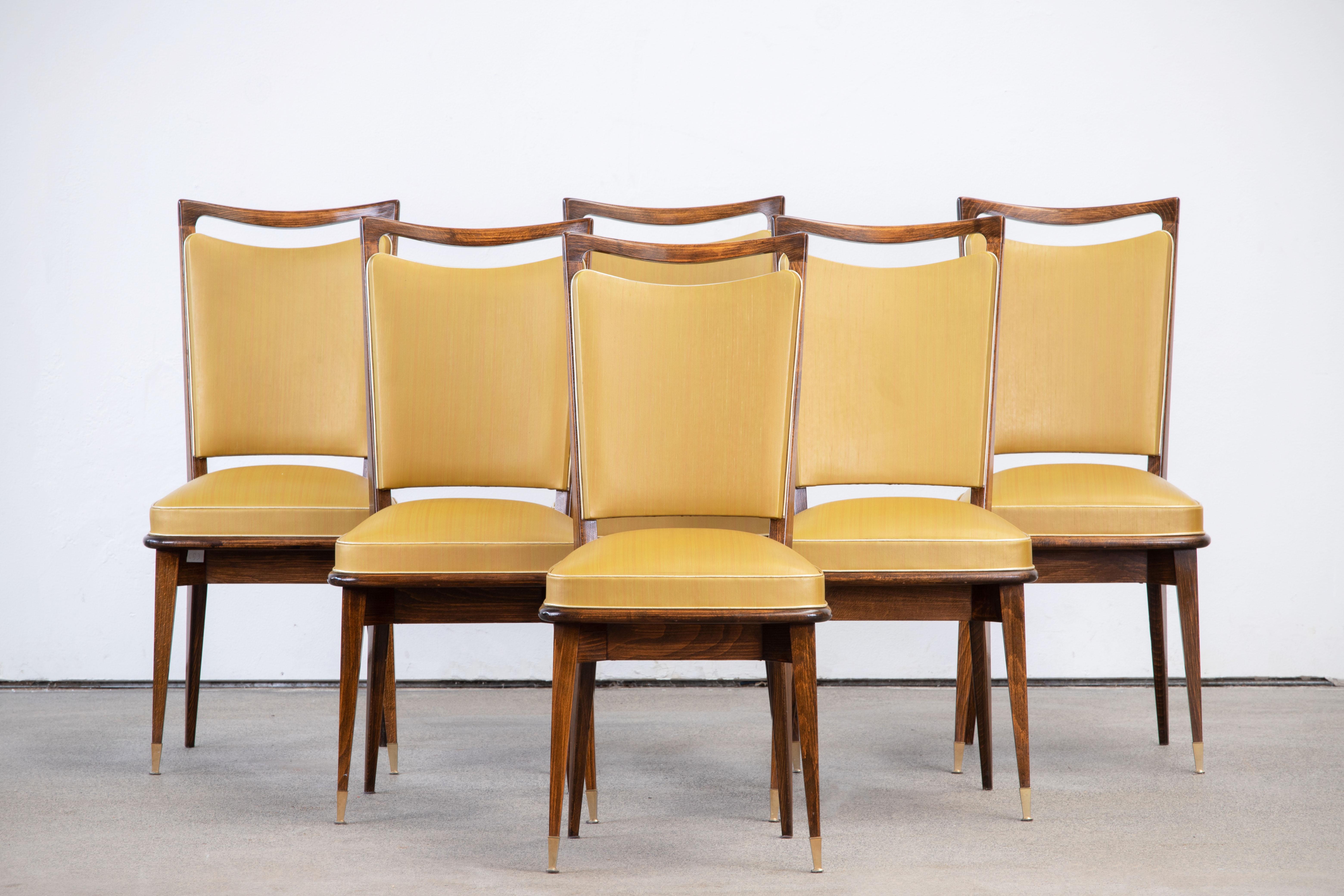 Art Deco Set of 6 Chairs, France, 1940 For Sale 5