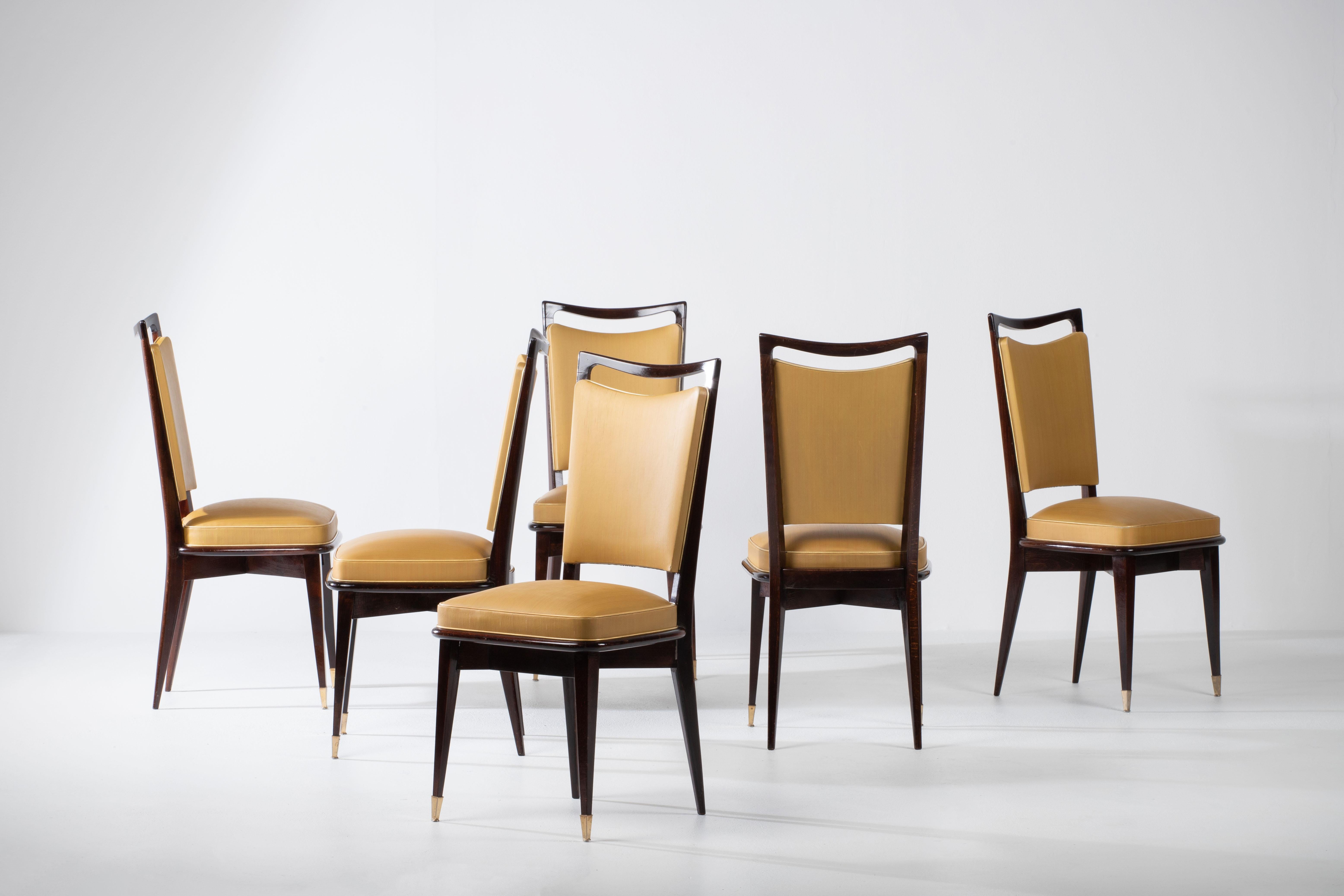 Art Deco Set of 6 Chairs, France, 1940 For Sale 8