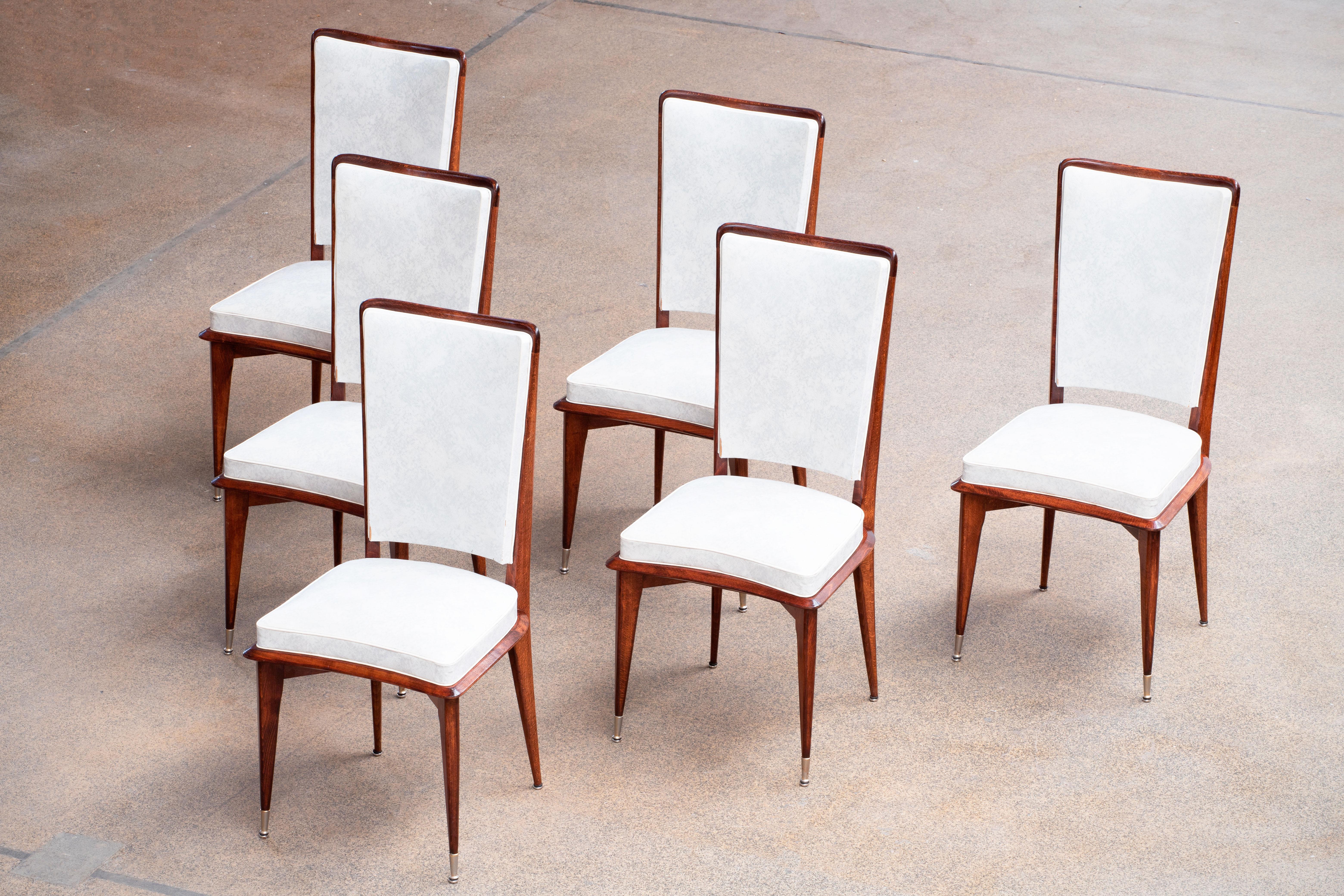 Art Deco Set of 6 Chairs, France, 1940 9
