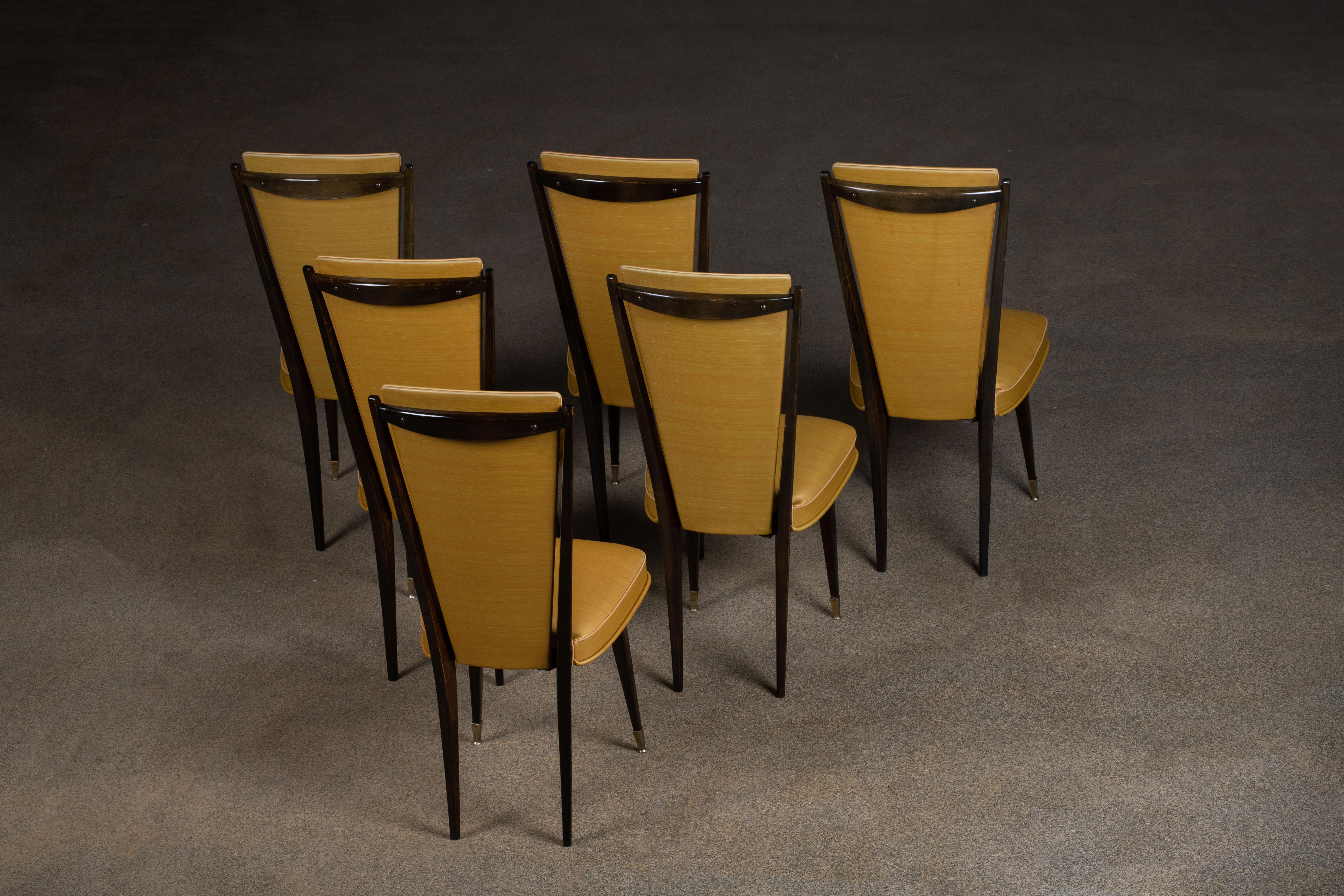 Set aus 6 Stühlen im Art déco-Stil, Frankreich, 1940 im Angebot 9