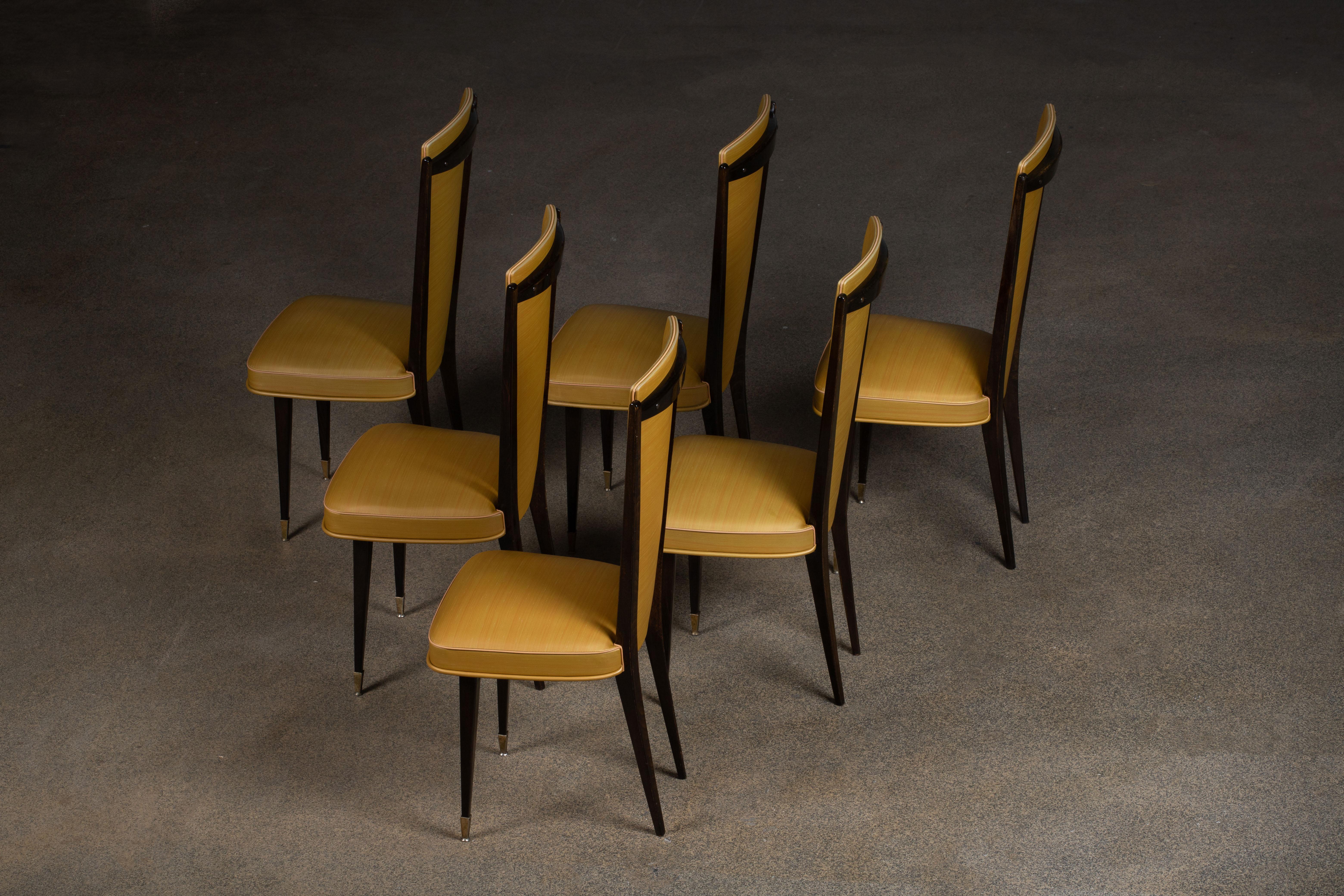 Set aus 6 Stühlen im Art déco-Stil, Frankreich, 1940 im Angebot 10