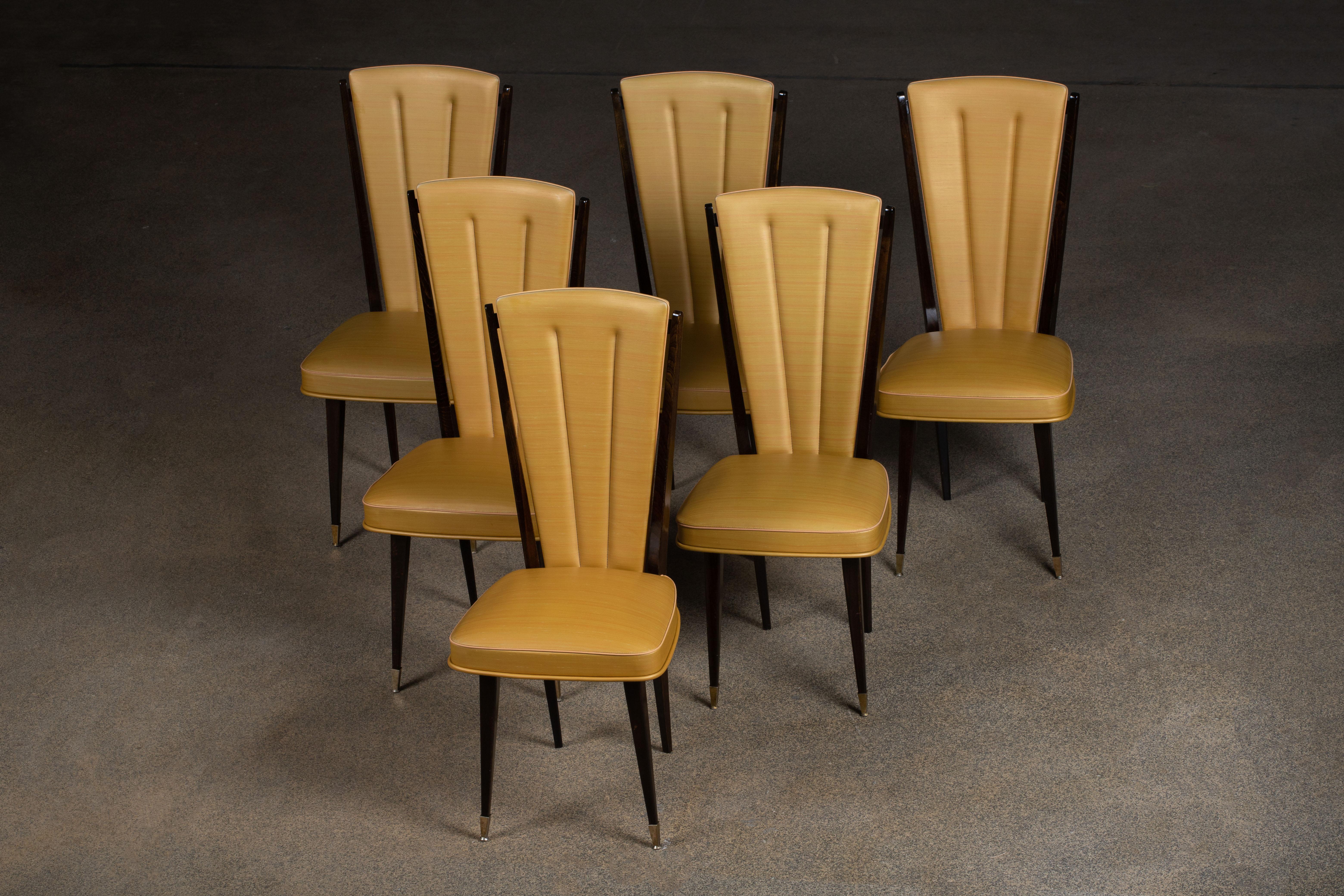 Set aus 6 Stühlen im Art déco-Stil, Frankreich, 1940 im Angebot 11
