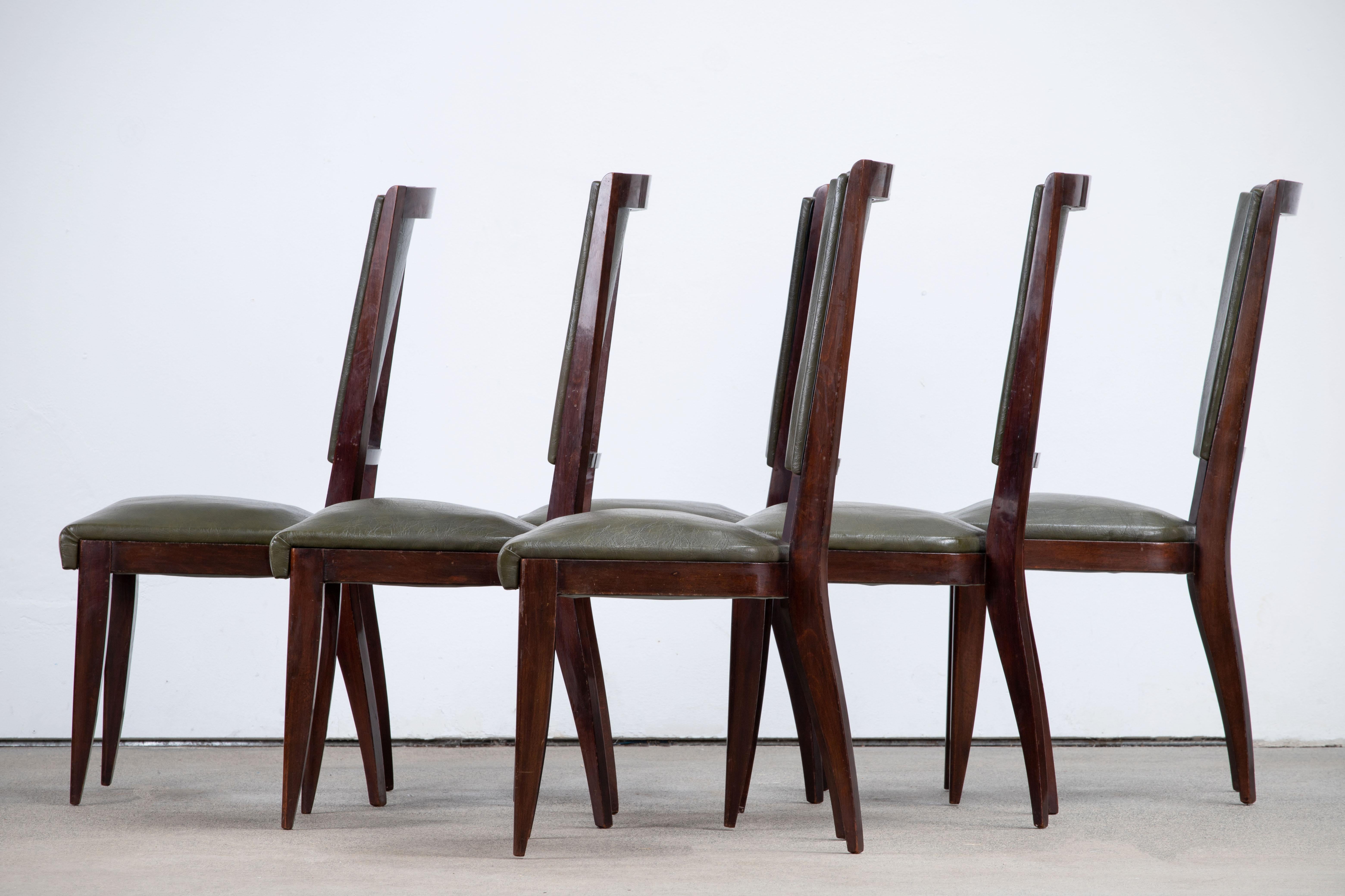 Ensemble de 6 chaises Art déco, France, 1940 Bon état - En vente à Wiesbaden, DE