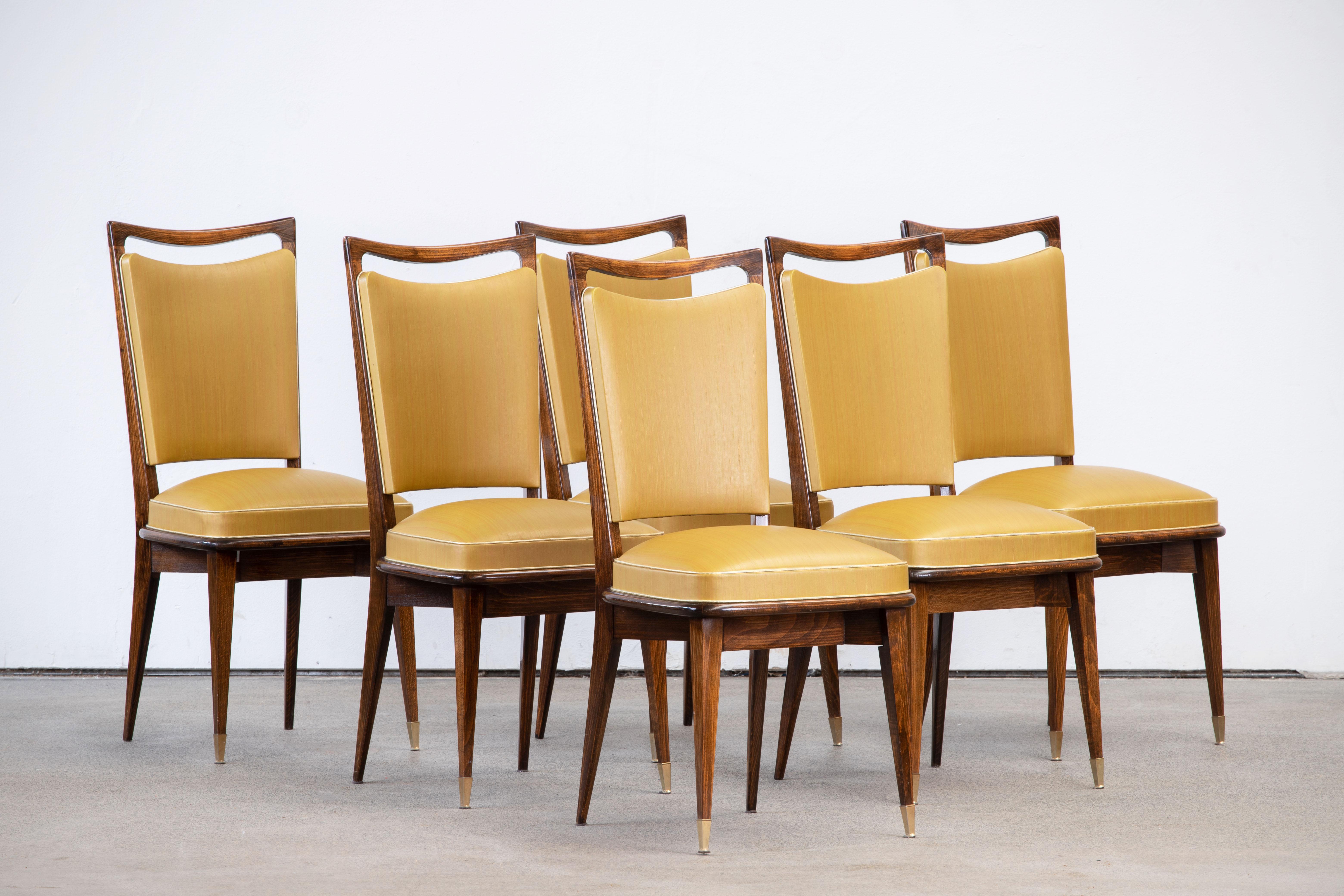 Français Ensemble de 6 chaises Art Déco, France, 1940 en vente