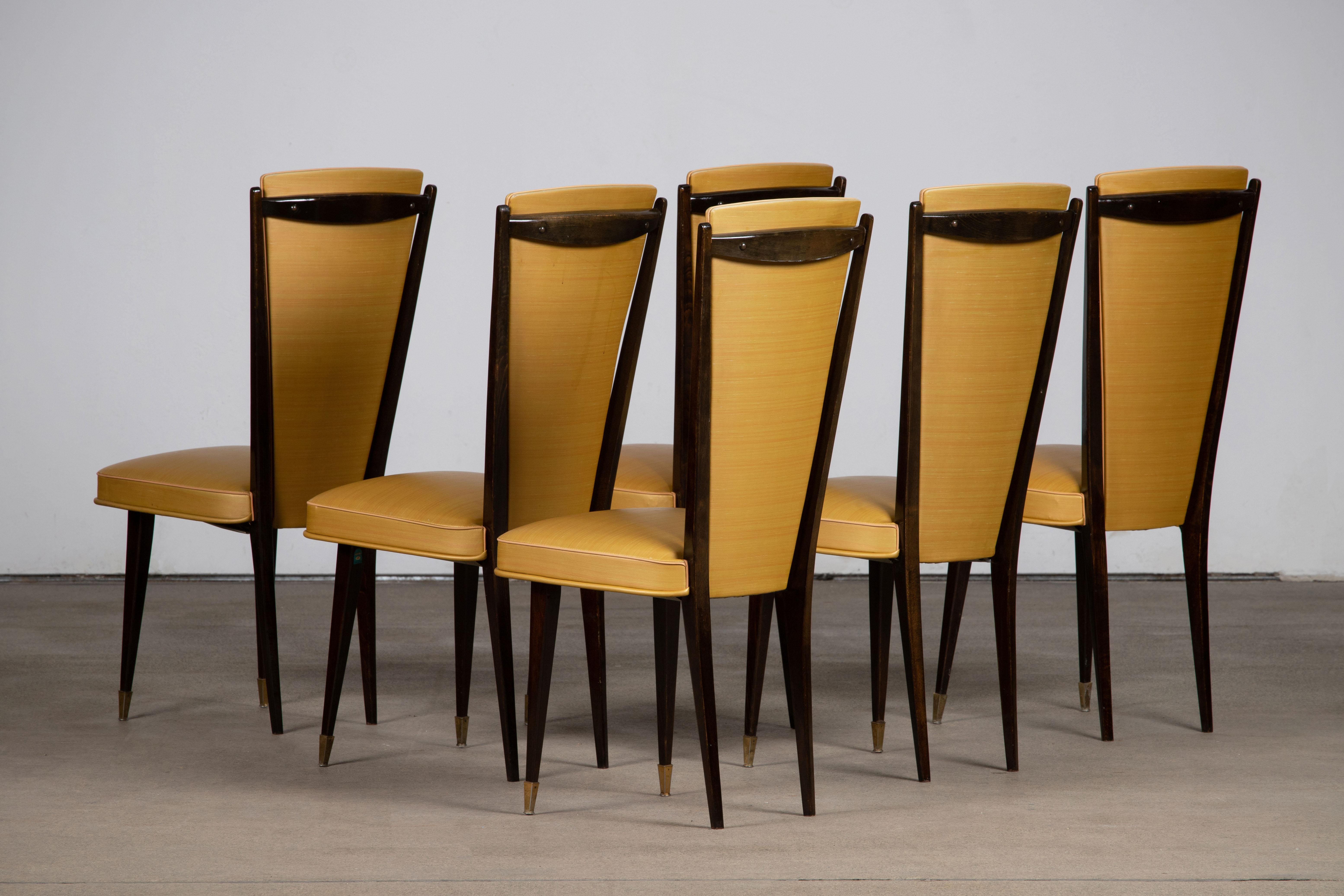 Set aus 6 Stühlen im Art déco-Stil, Frankreich, 1940 im Zustand „Gut“ im Angebot in Wiesbaden, DE