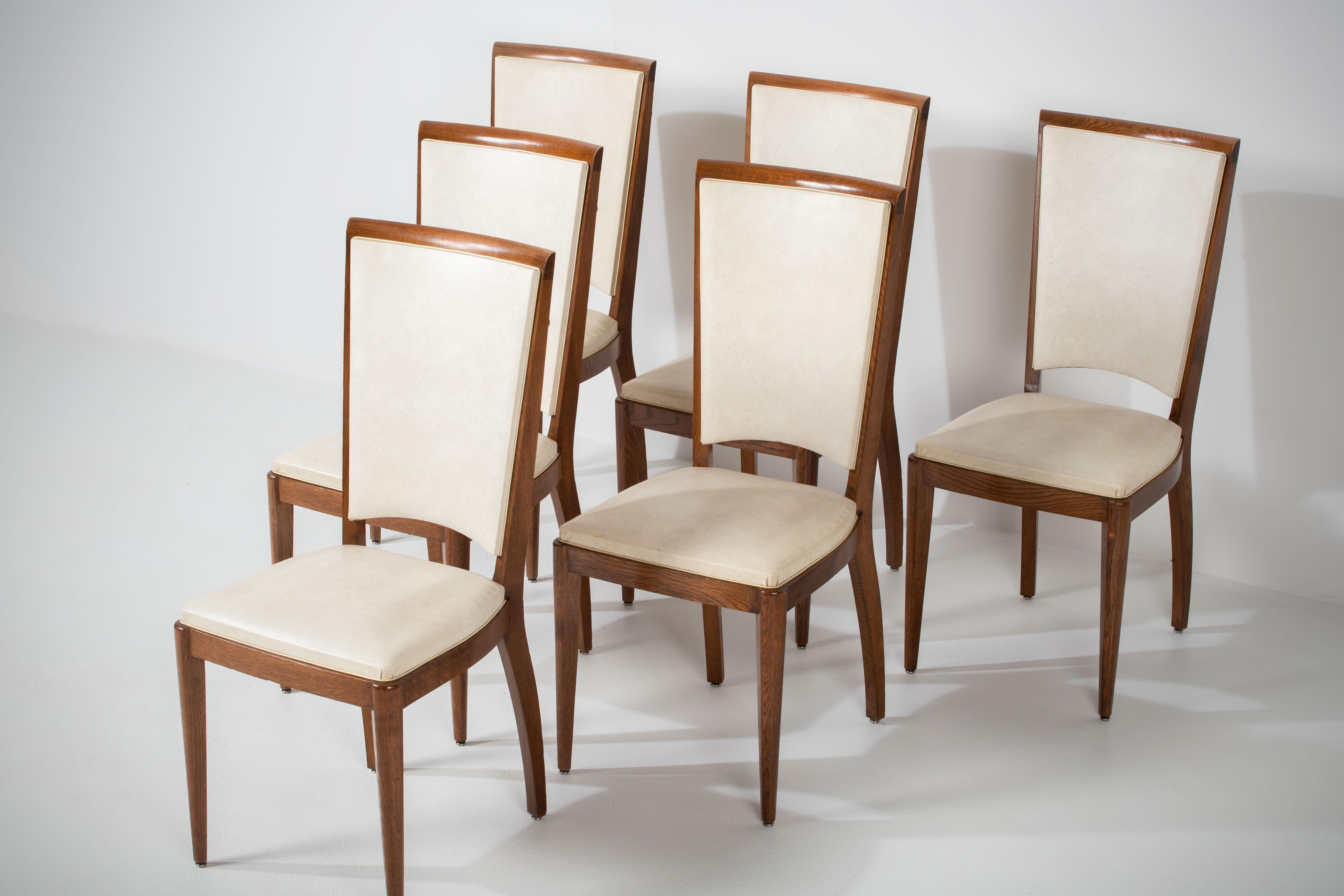 Art Deco Set of 6 Chairs, France, 1940 In Good Condition For Sale In Kaštel Sućurac, Splitsko-dalmatinska županija