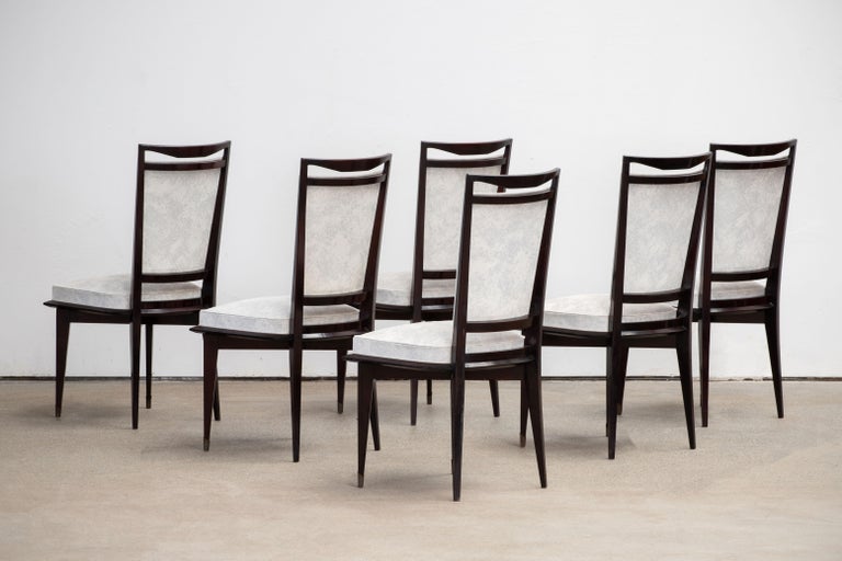 Mid-20th Century Art Deco Set of 6 Chairs, France, 1940 For Sale