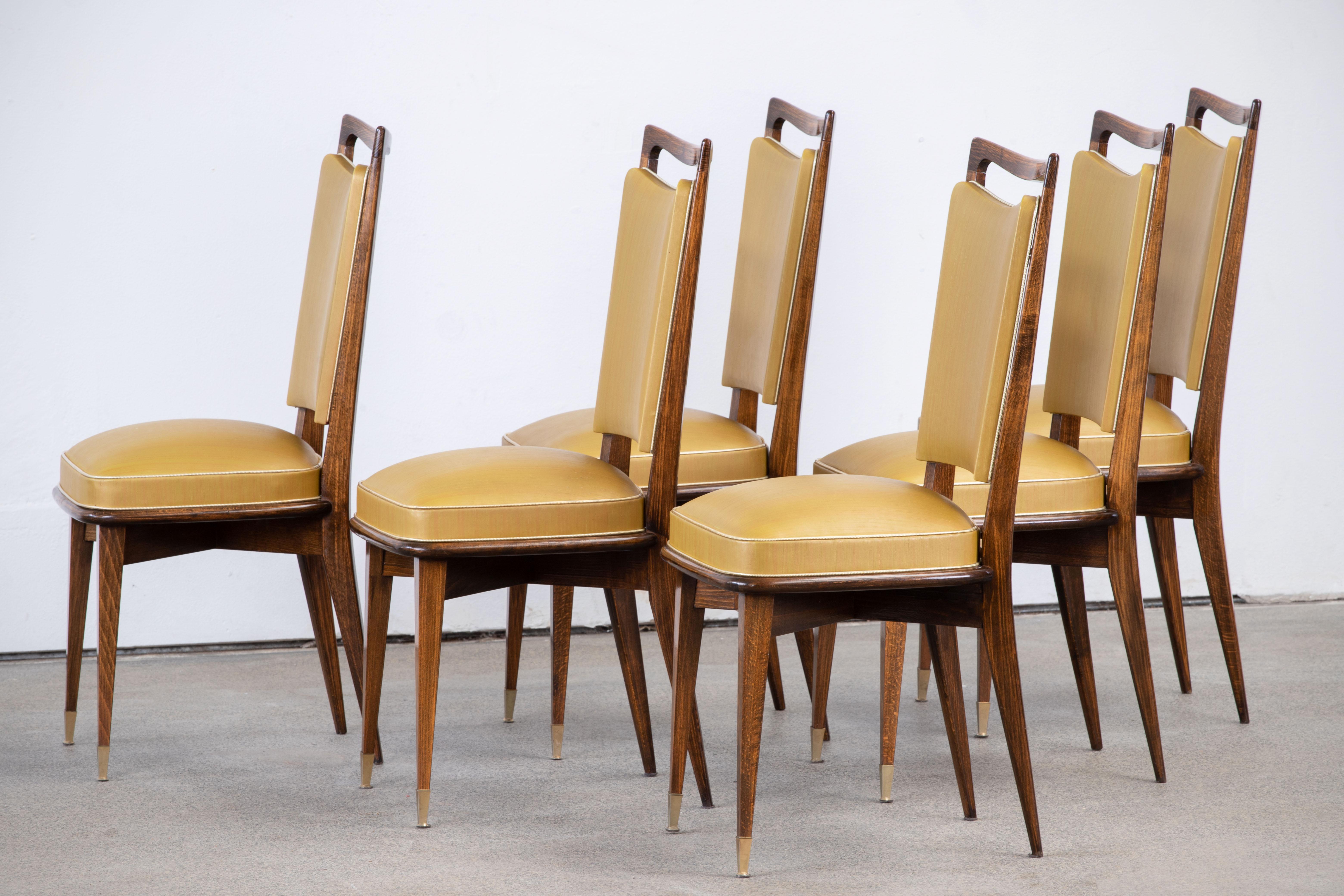 Metà XX secolo Set di 6 sedie Art Déco, Francia, 1940 in vendita