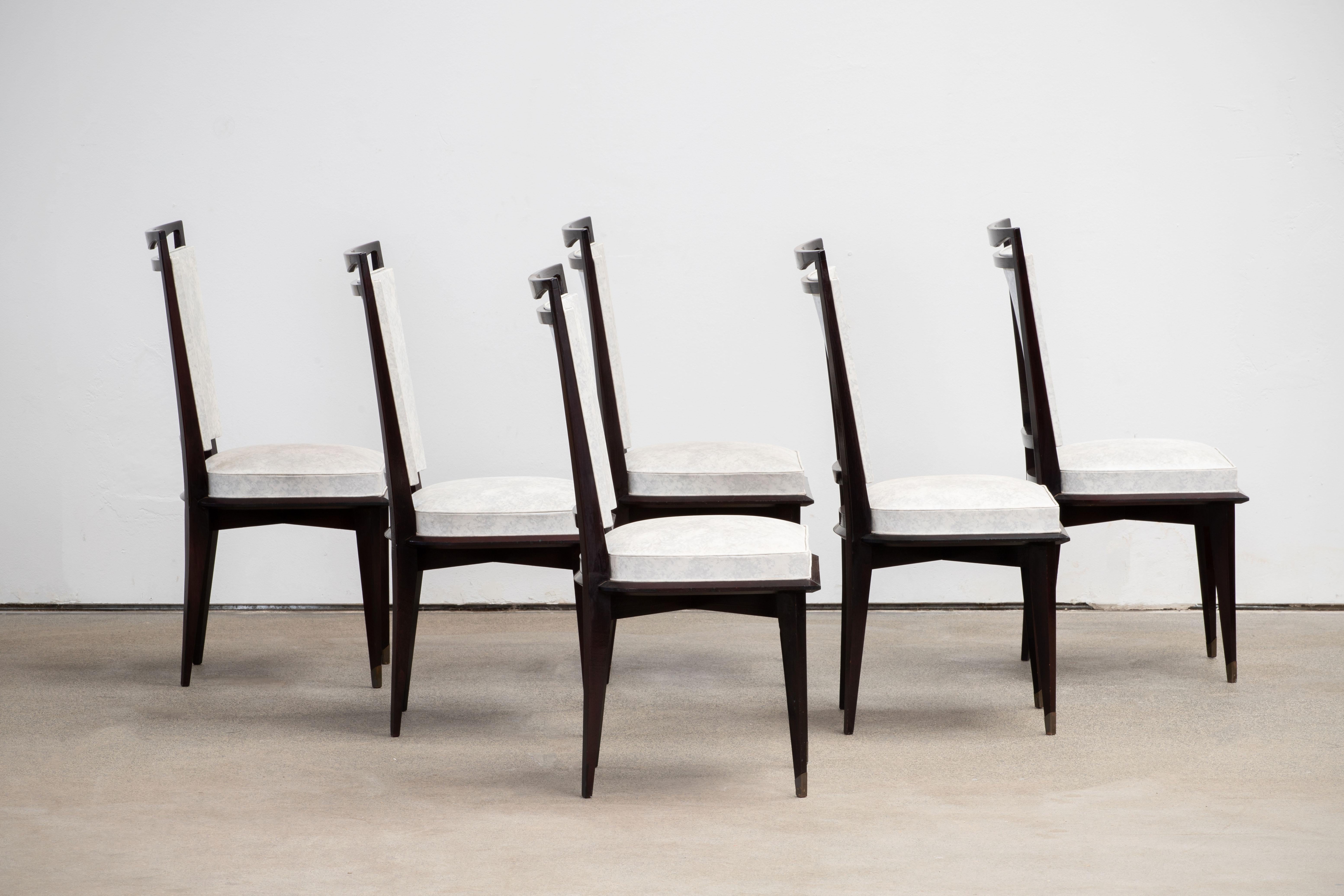 Ottone Set di 6 sedie Art Déco, Francia, 1940 in vendita