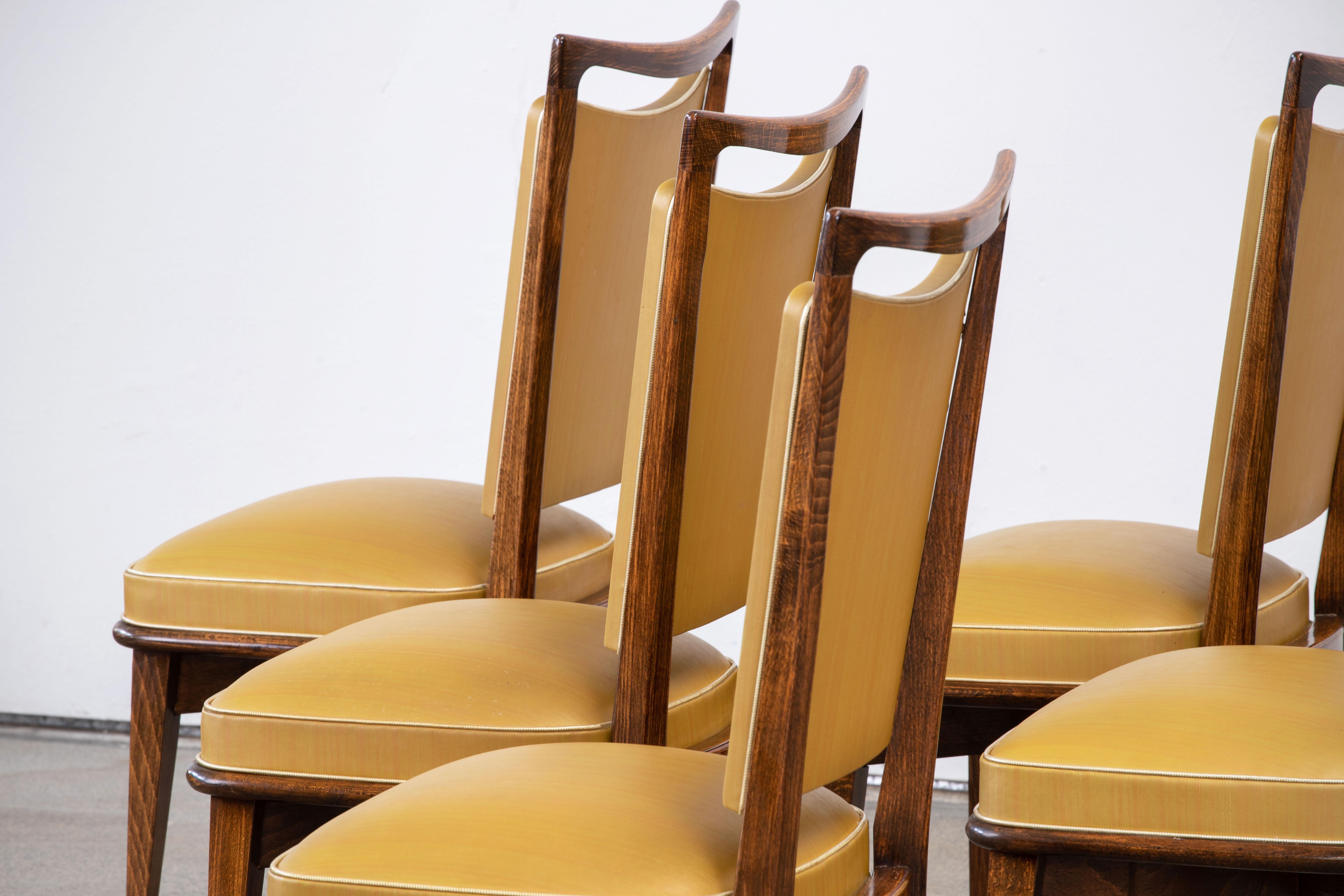 Milieu du XXe siècle Ensemble de 6 chaises Art Déco, France, 1940 en vente