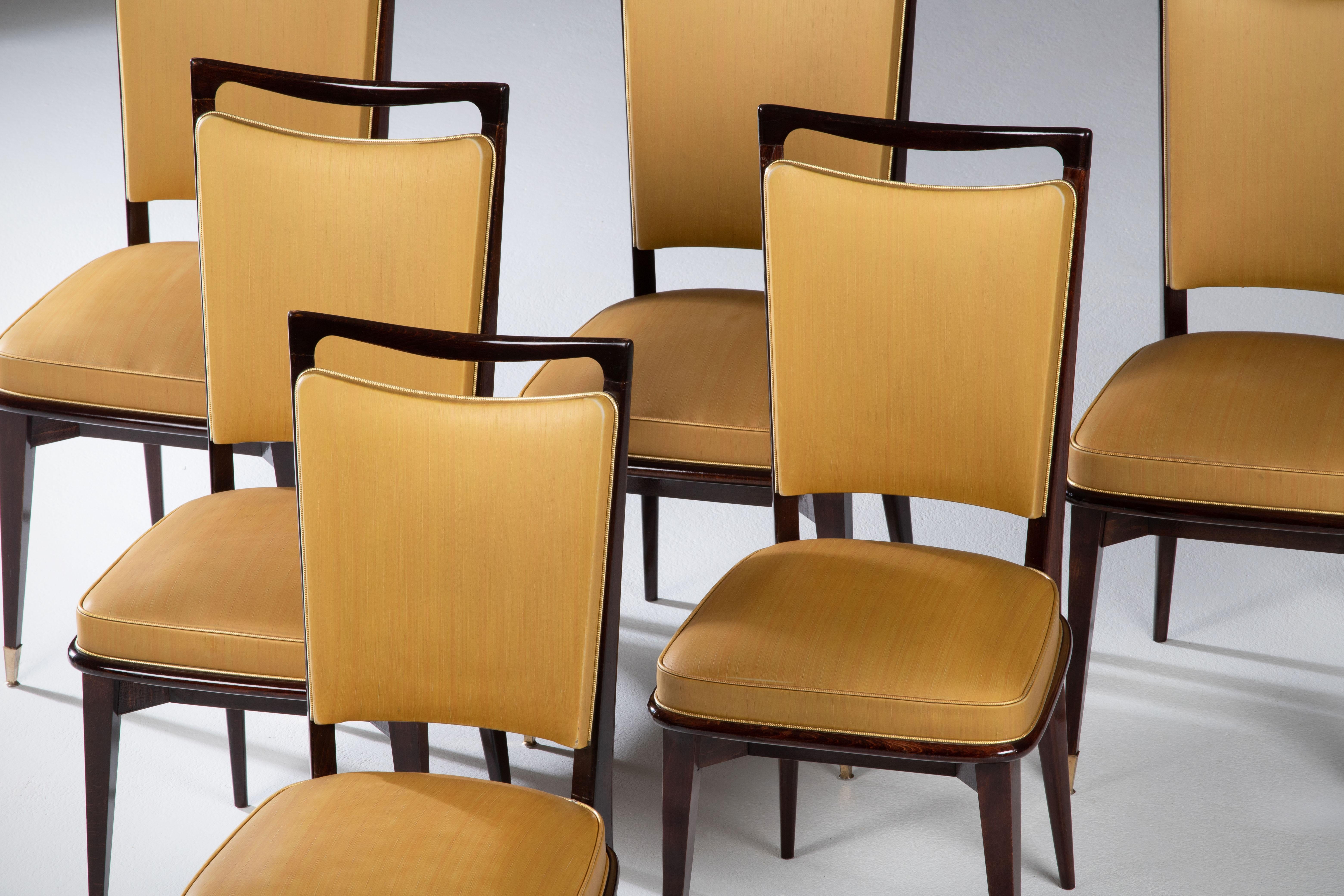 Art-déco-Set aus 6 Stühlen, Frankreich, 1940 (Mitte des 20. Jahrhunderts) im Angebot