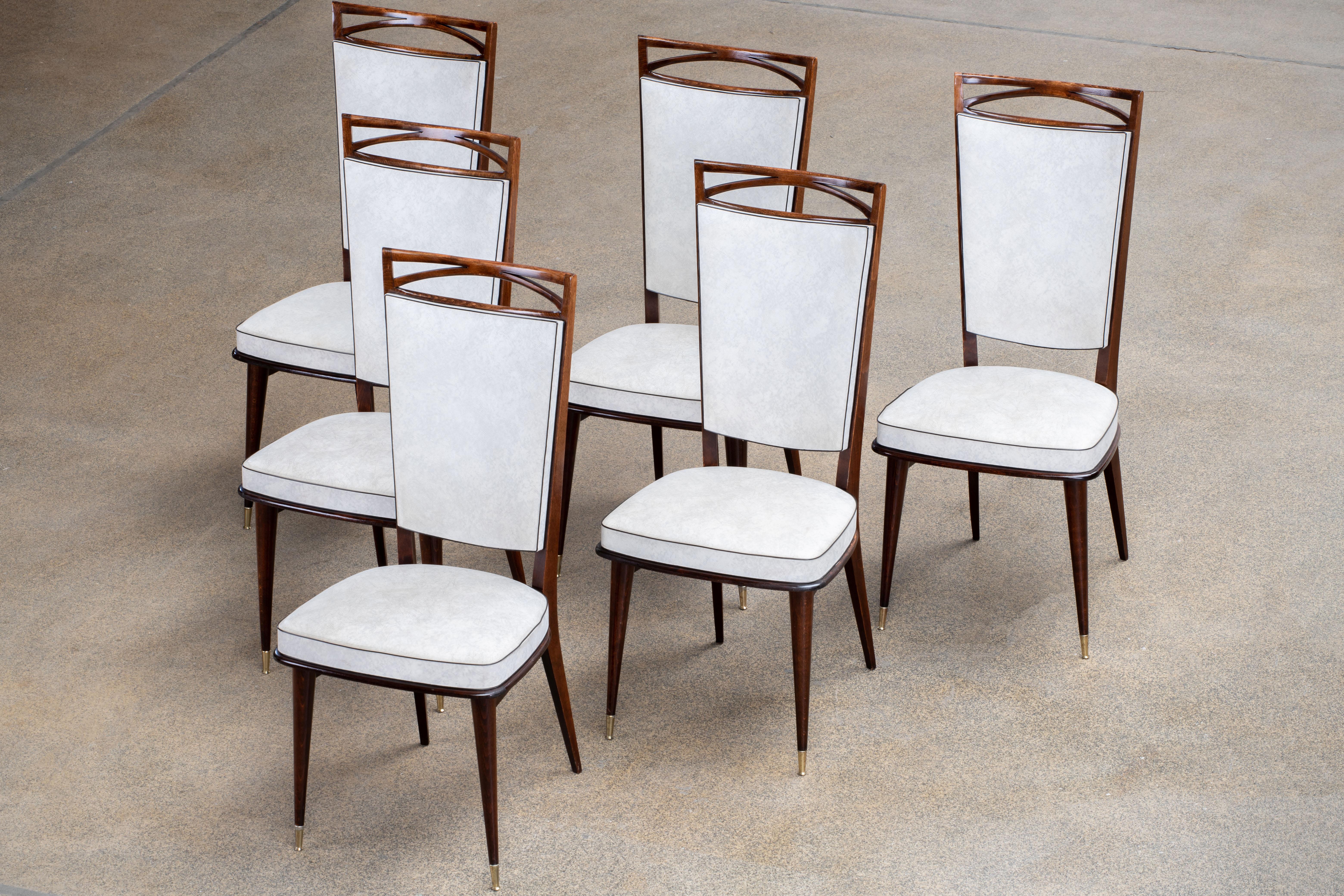 Art Deco Set of 6 Chairs, France, 1940 For Sale 2