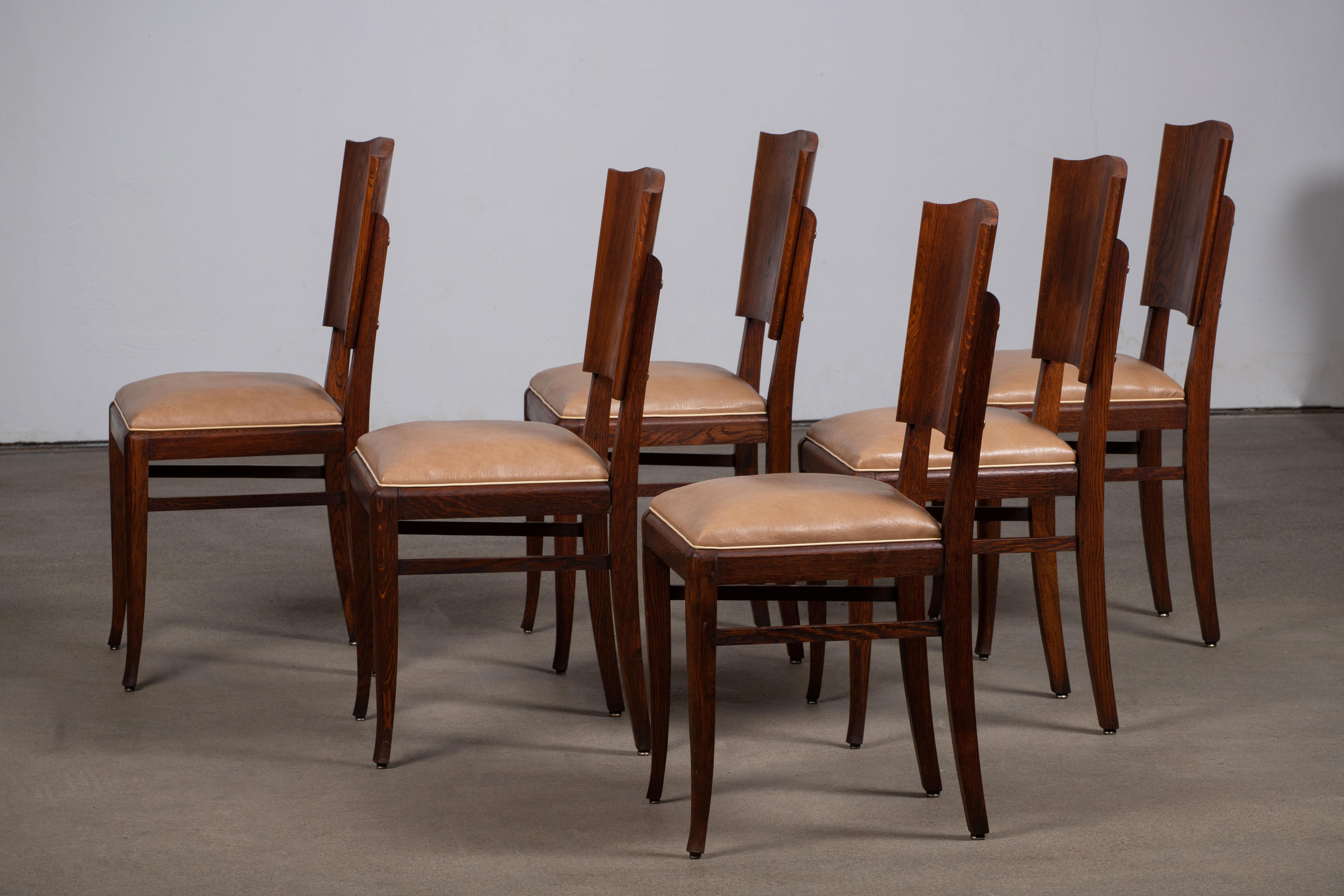 Art Deco Set of 6 Chairs, France, 1940 For Sale 2
