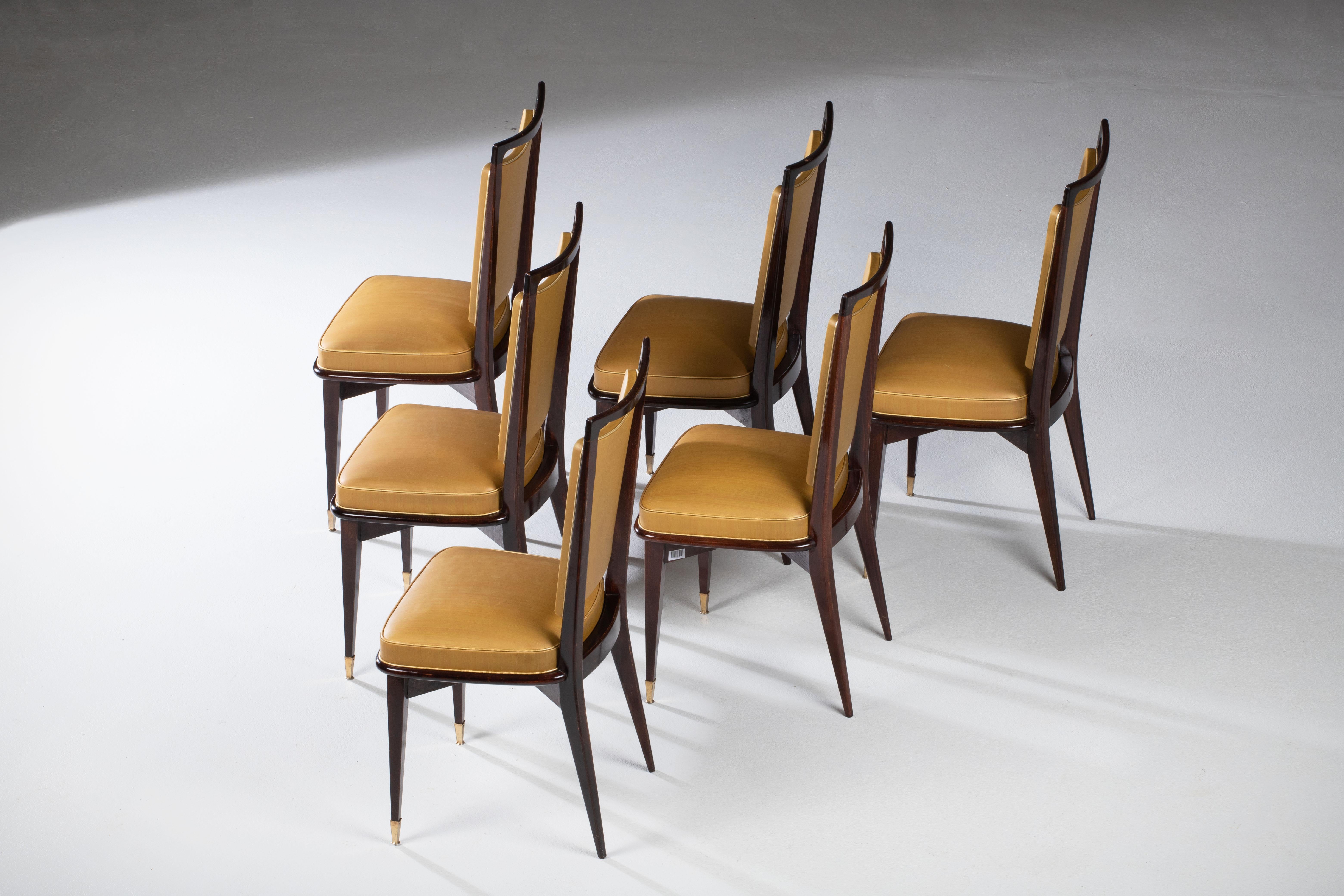 Art-déco-Set aus 6 Stühlen, Frankreich, 1940 im Angebot 1