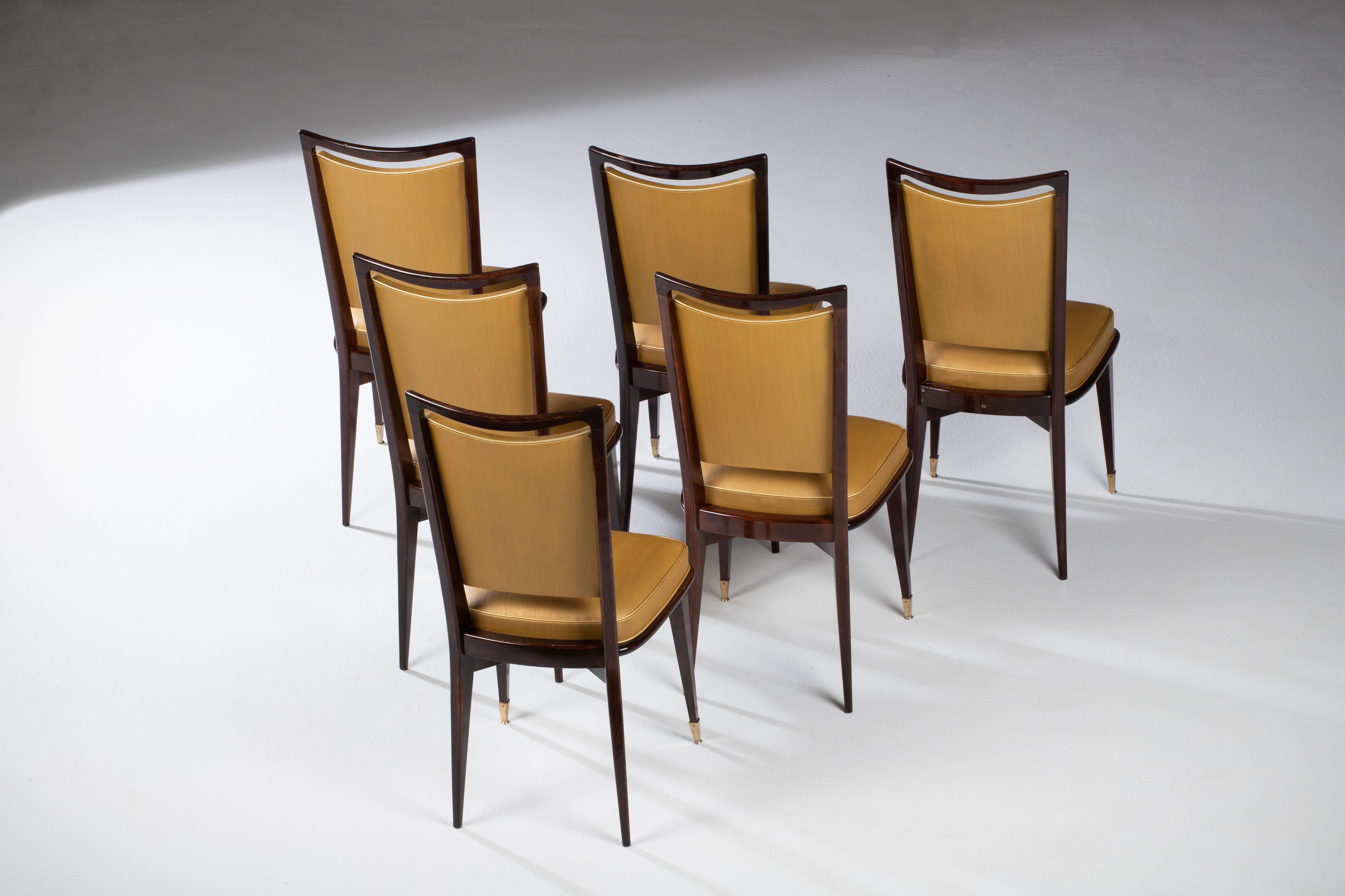Art-déco-Set aus 6 Stühlen, Frankreich, 1940 im Angebot 2