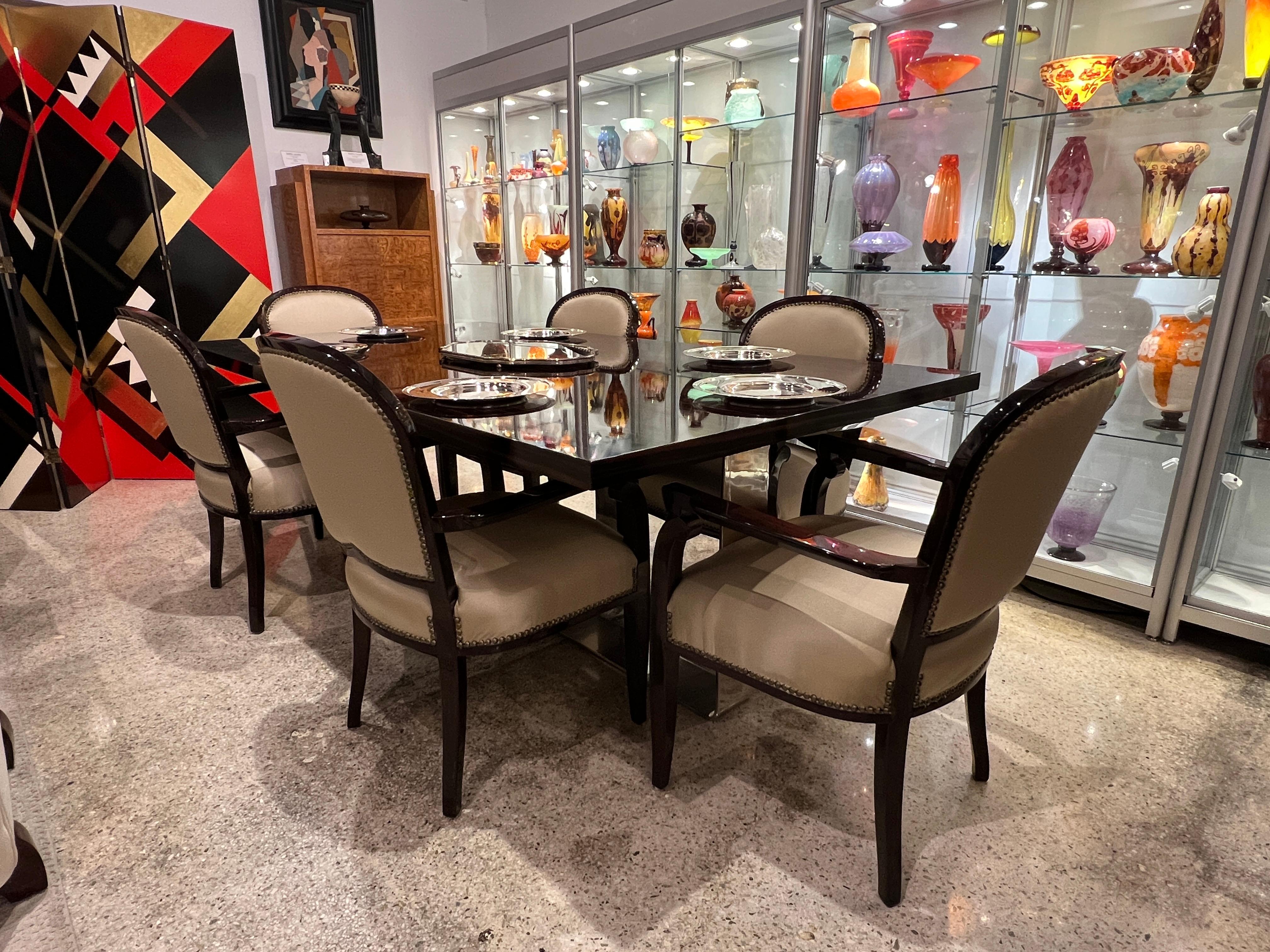 Ensemble de 6 chaises de salle à manger Art Déco de Jules Leleu en vente 1